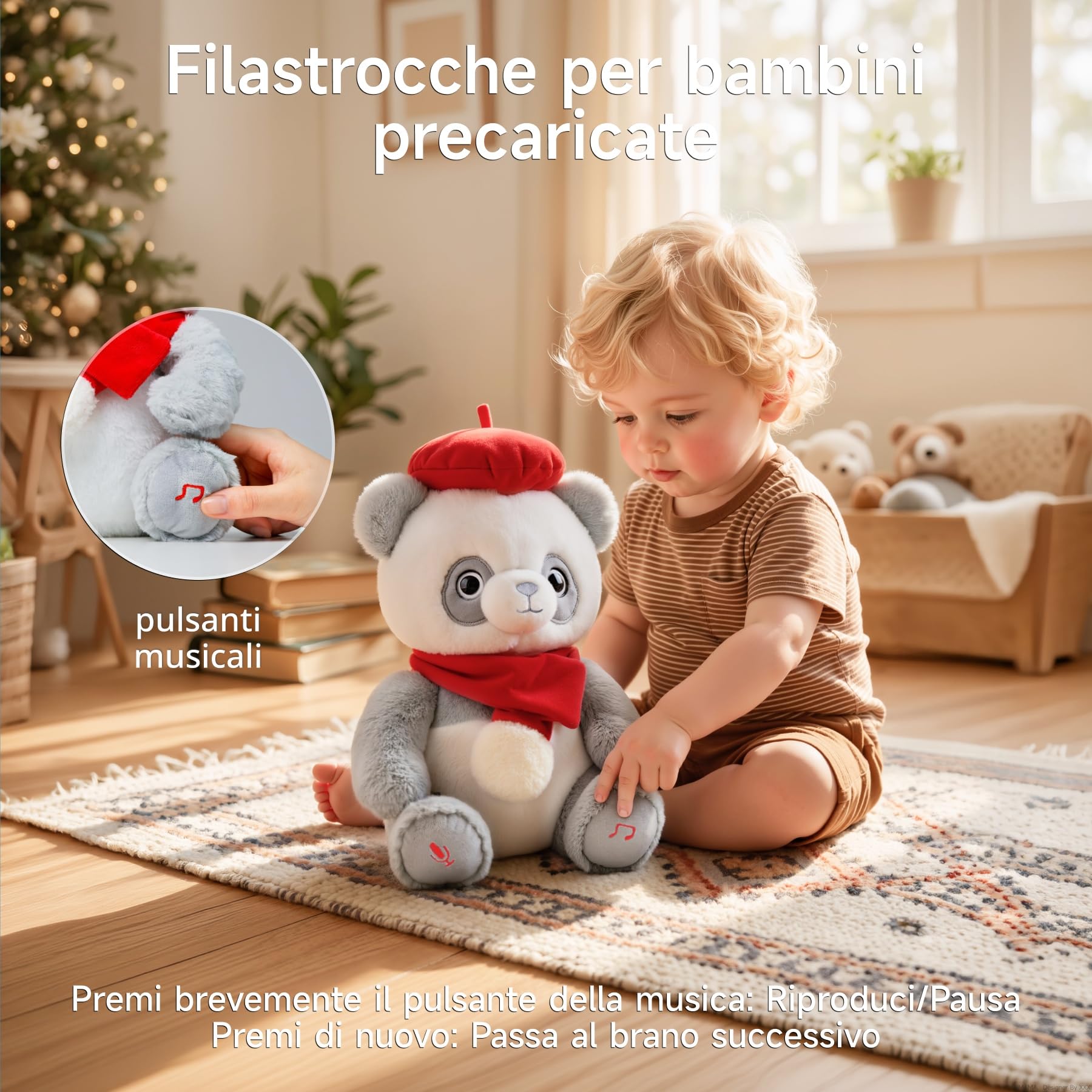 Panda Peluche Interattivo Giocattolo Elettronico Musica Suoni