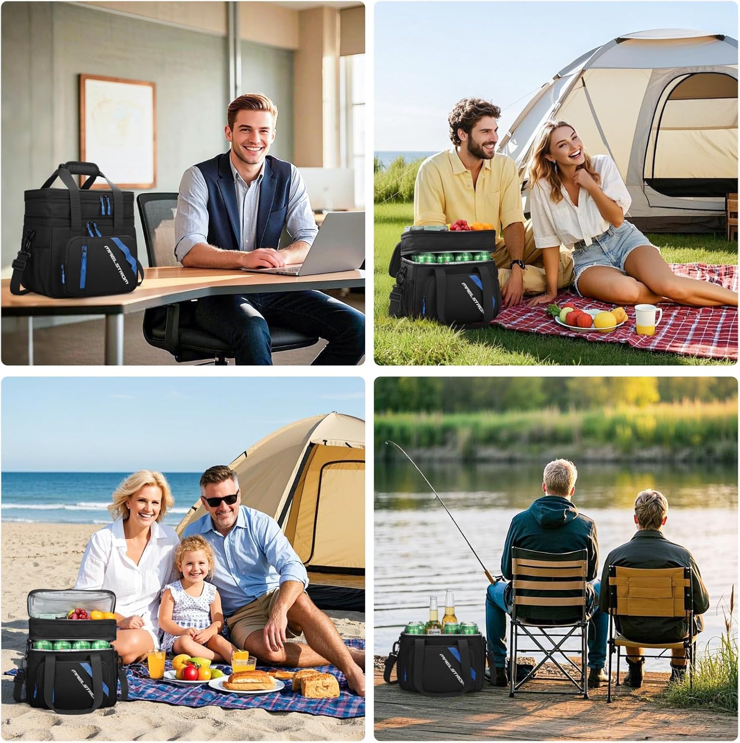 Maelstrom Lunch Box, 20L Insulated Lunch Bag for Men Women, Expandable Double Deck Leakproof Cooler Bag with 6 Pockets, Reusable Lunch Tote Bag for Work, Picnic, Travel, Black - Image 9