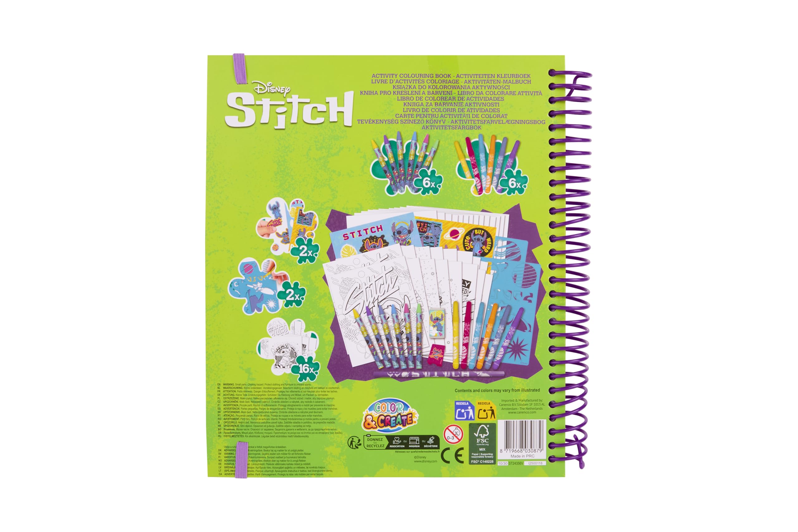 Canenco Disney Stitch, Stencil Book, Colouring and Activity Book for Children, Color & Create Colouring Book with Pens - Image 4
