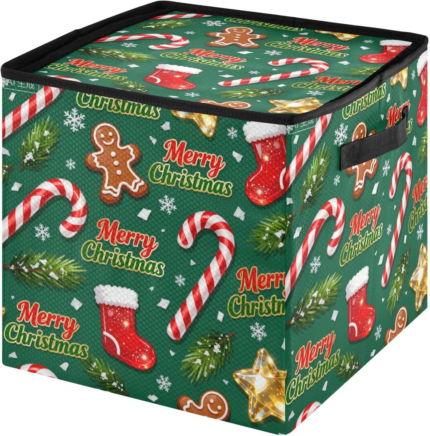High Capacity Christmas Ornament Storage Box Holds Up to 64, Adjustable Dividers, Zippered Top, Two Handles sturdy Holiday Storage Case with Lid,Merry Christmas Red Socks