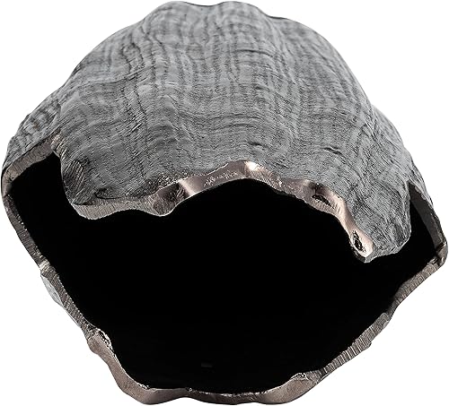 Miniatura 11 de Sagebrook Home Jarrón de metal Glam, acento decorativo de aluminio con diseño texturizado acanalado, decoración moderna para el hogar, oficina,