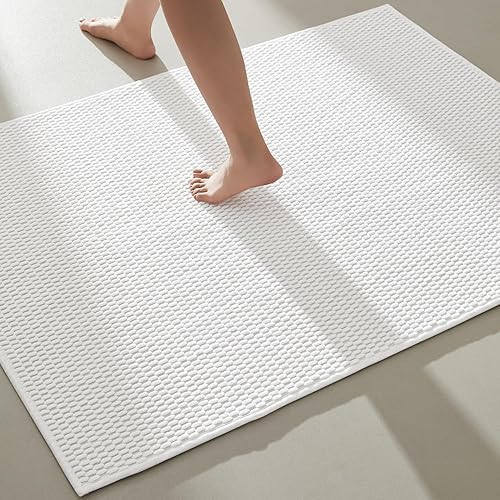 Miniatura 68 de Alfombras de baño antideslizantes, lavables, superabsorbentes, delgadas, pequeñas, de secado rápido, de pelo bajo, color gris oscuro, 16 x 24 Gris
