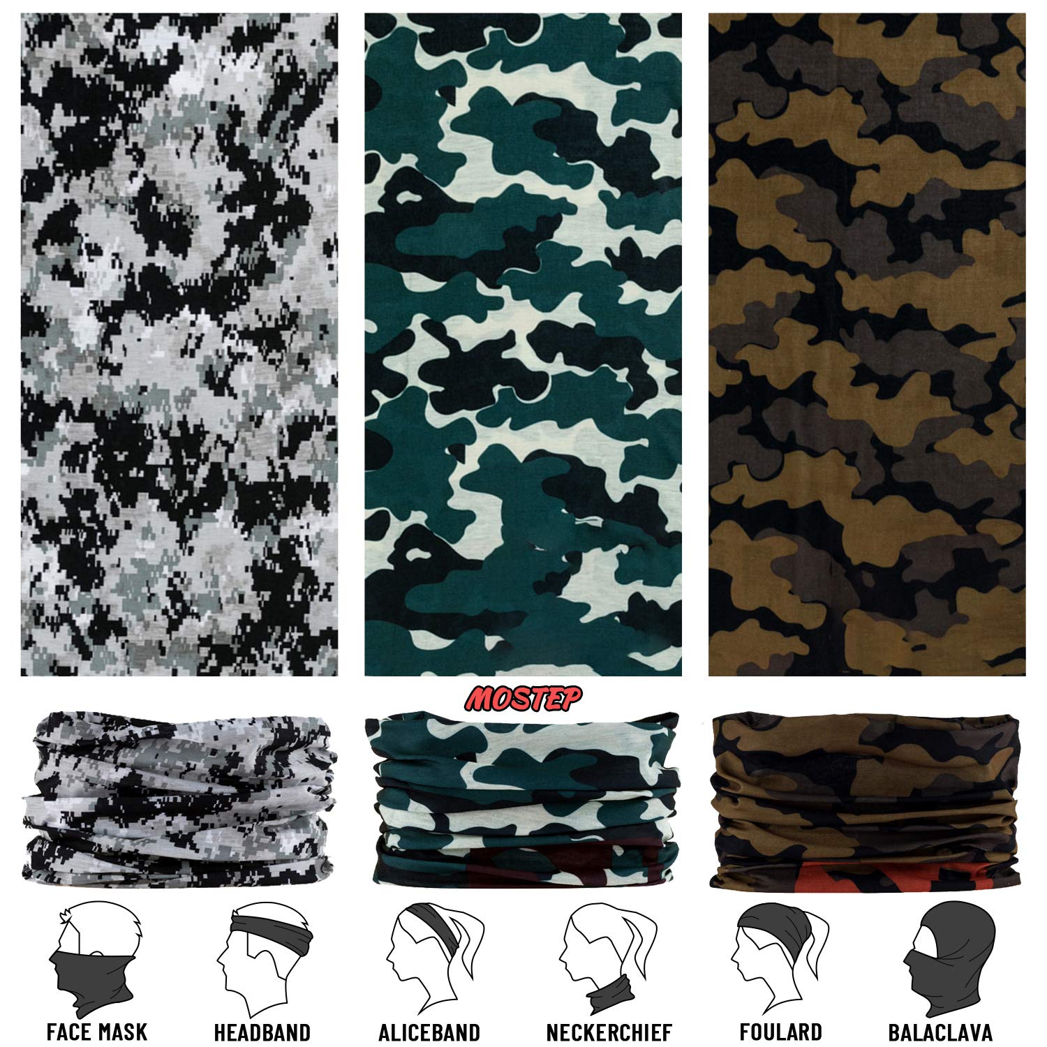 Neck Gaiter Headwear Headband Elastic Seamless Multifunctional Face Bandana Mask Sport Scarf for Men and Women for Motorcycle, Runing, Fishing, Hiking, Workout,Yoga etc 2