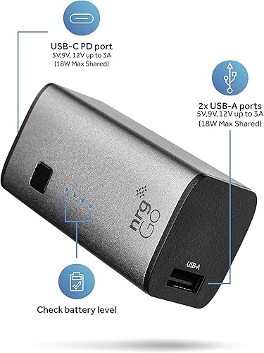 Miniatura 3 de nrgGo Powerbank - Cargador portátil de 5000 mAh, mini banco de energía USB C, batería PD de 18 W, 5000 mAh, cargador de teléfono de batería para