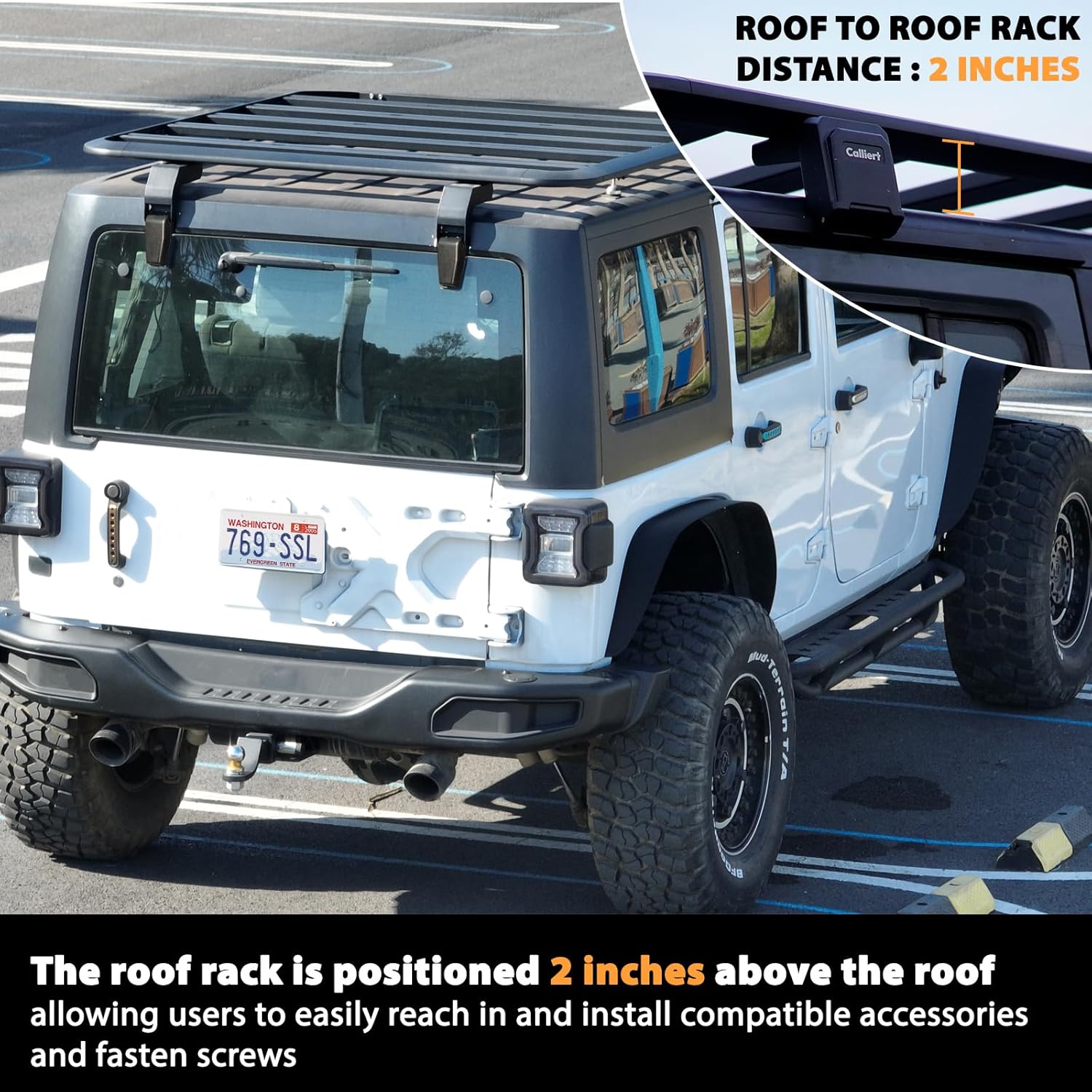 CALLIERT 1/2 Half Roof Rack for 07-18 Jeep Wrangler JK JKU, Aluminum Cargo Basket 400lb Capacity Luggage Rooftop Storage - Image 7