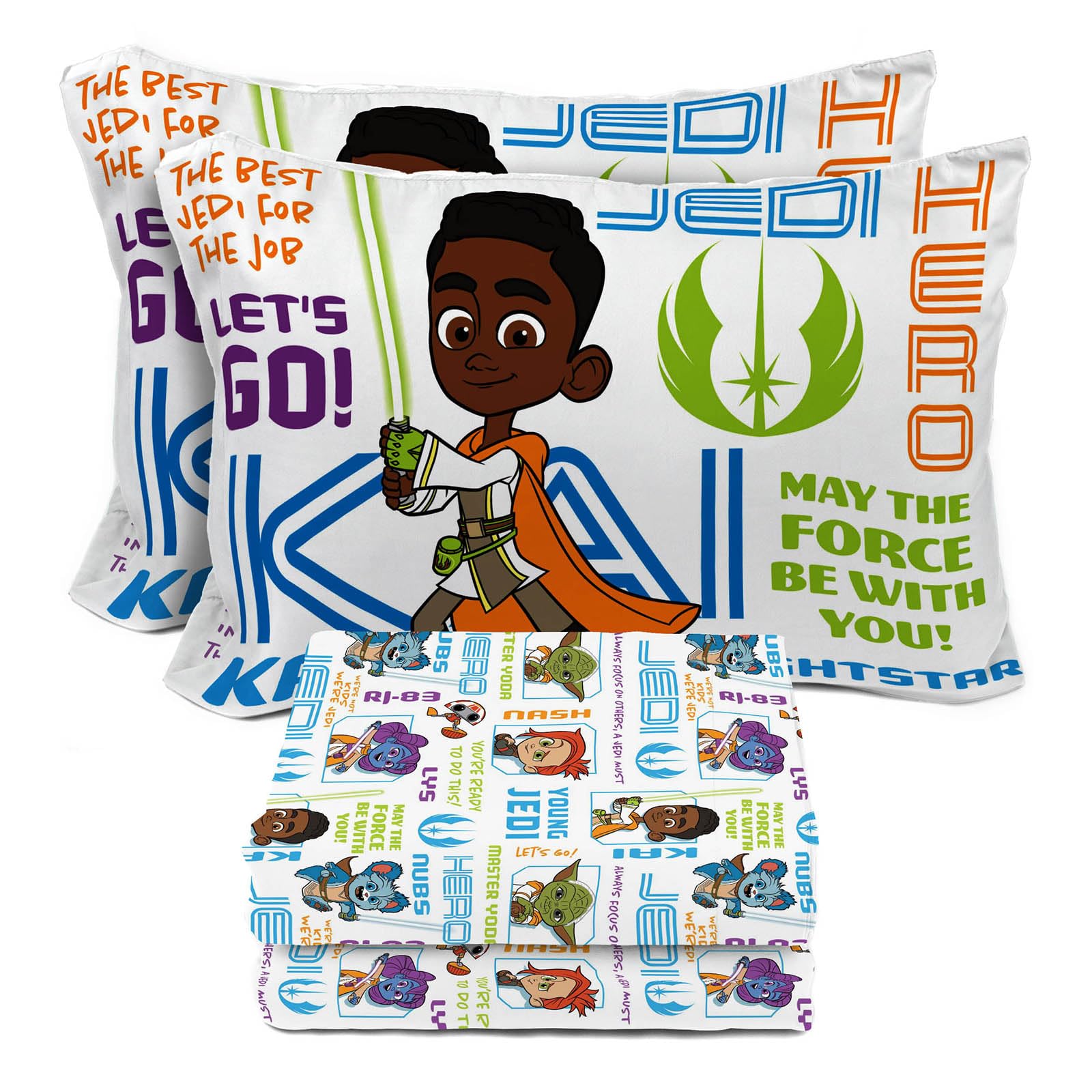 Sunny Side Up Star Wars Young Jedi Adventures Full Sheet Set - 4 Piece Kids Bedding Set Includes Pillow Cover - Super Soft Yoda Microfiber Sheets