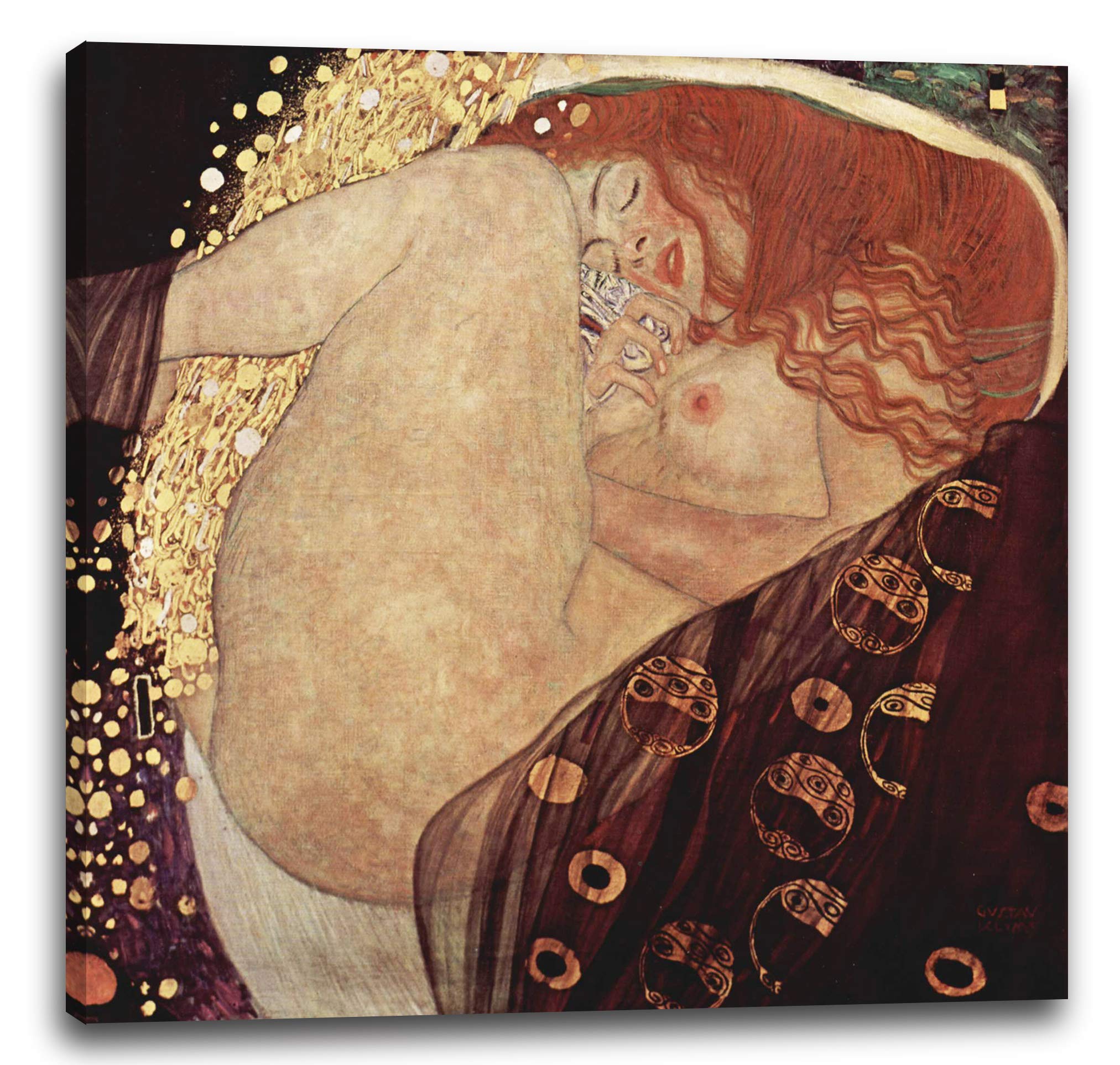 Printed Paintings Red Canvas Print Gustav Klimt - Danae (1907)
