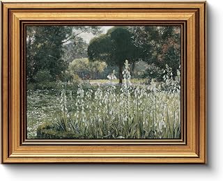 HUARCEY Framed Canvas Wall Art Prints, Living Room Shelf Vintage Decor Aesthetic, Wild Hyacinths Landscape Paintings Farmhouse Wall Decor, Retro Table Desk Decorationsfor Bedroom Bathroom, 8x10Inch