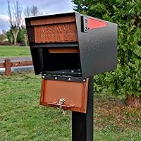 Vista 7 de Mail Boss Curbside, Wood Grain 7510 Mail Manager Buzón de seguridad con bloqueo, acero, negro