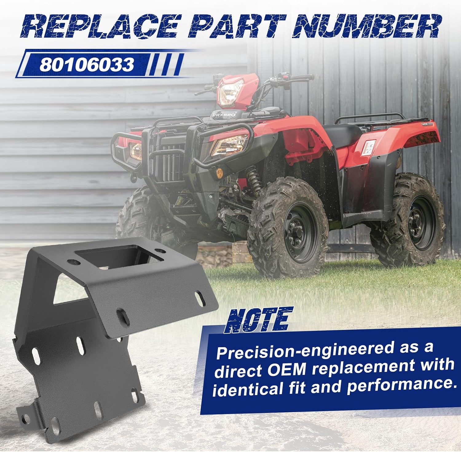 Winch Mount Plate, Fit For Honda Rancher Foreman Rubicon TRX420/500/520 2014-2026, OE 80106033