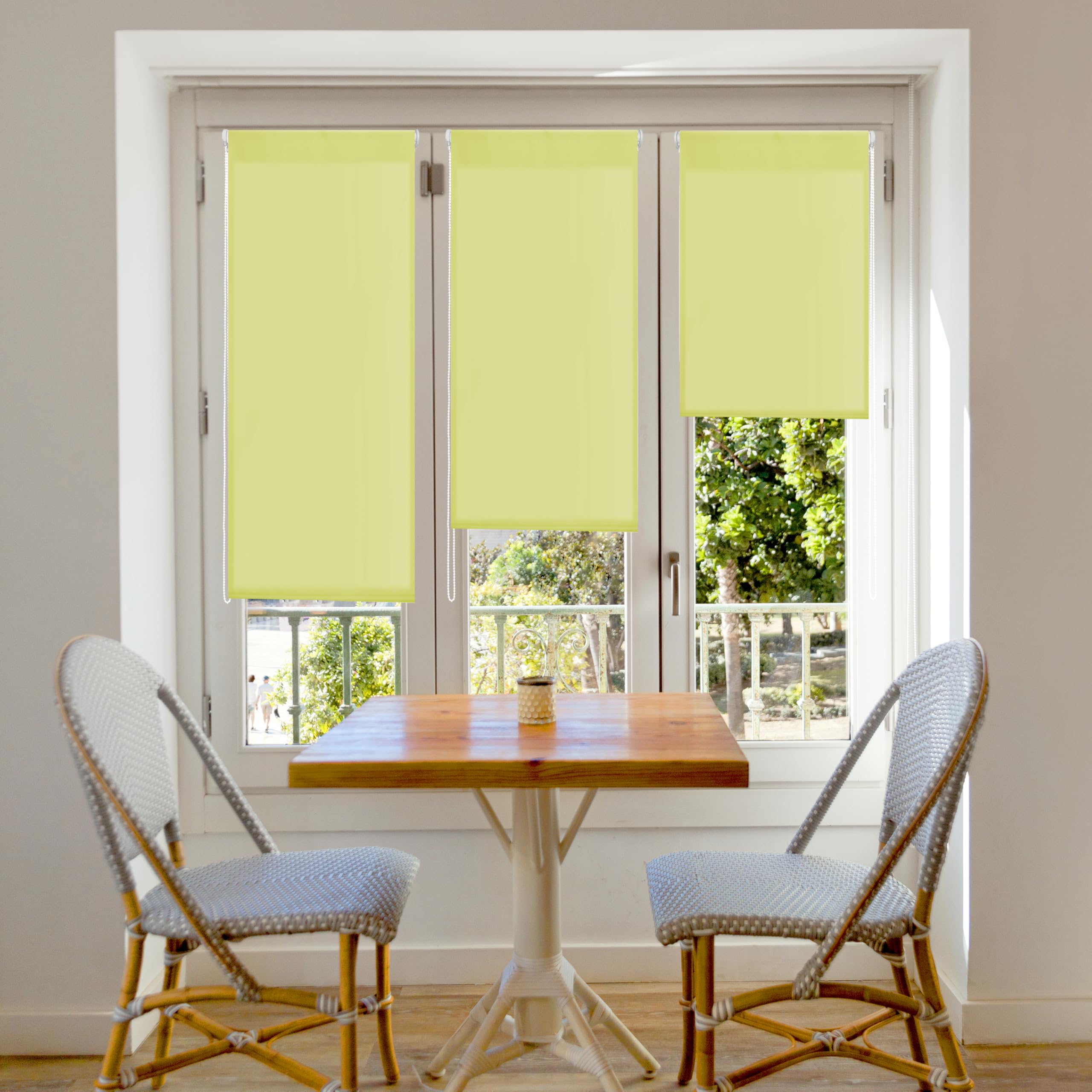 Blindecor Plain - Aure “No Tools Required”. Translucent Roller Blind, Pistachio, 37x180 cm (width x height)