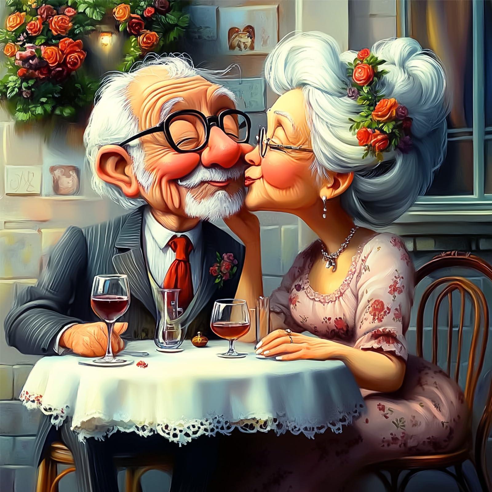 CEOVR Diamond Painting Kits Adults Old Man,Couple Diamond Painting Art Kits,30x30cm,5D Gem Art Craft Set