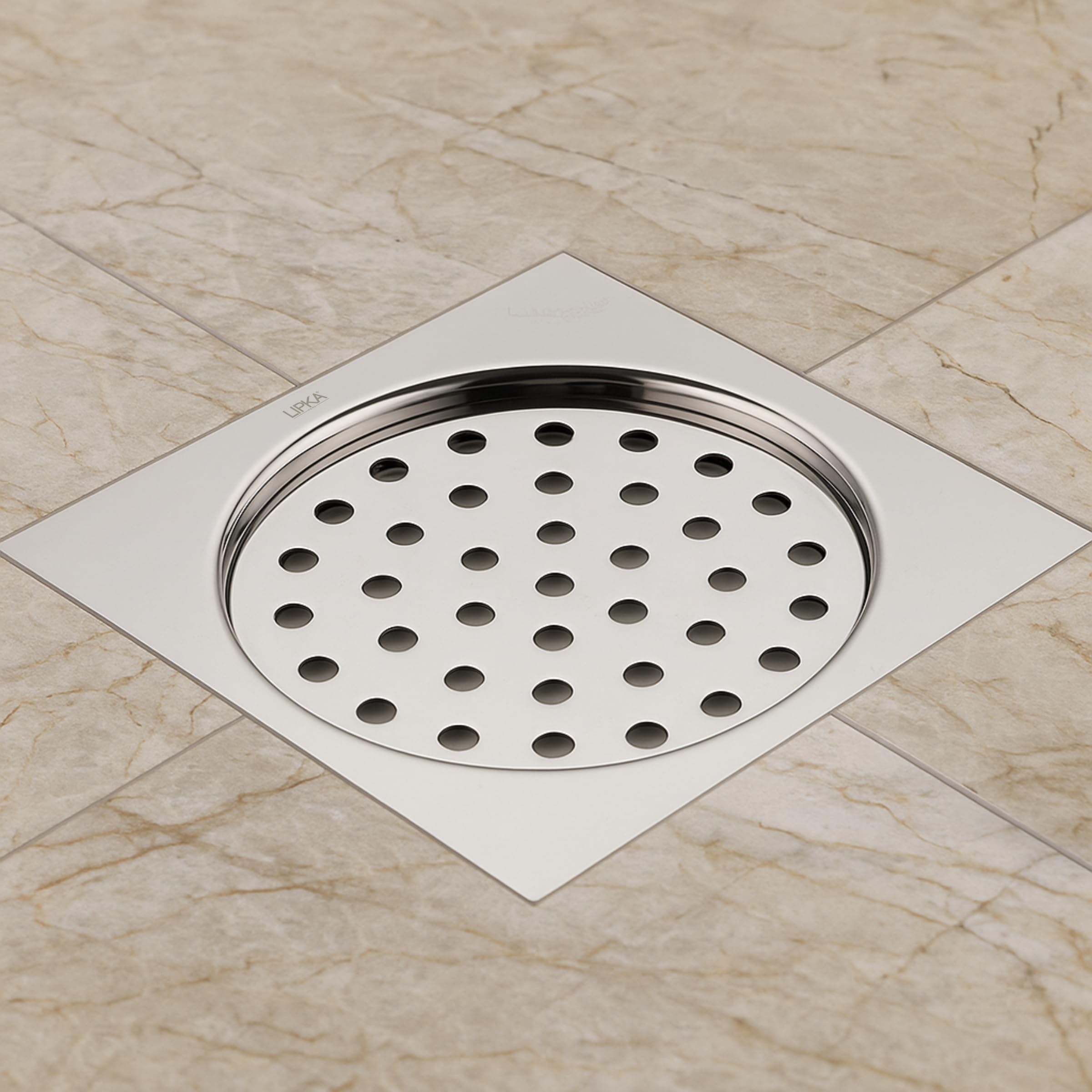 LIPKA 5 x 5 Inches Eon Square Flat Cut Plain Jali Floor Drain with Hole | Premium Stainless Steel | Floor Drain for Bathroom Silver — Amazon image 8