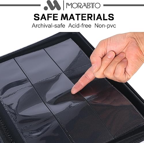 Miniatura 5 de Carpeta de tarjetas con 9 bolsillos, carpeta de tarjetas intercambiables con capacidad para hasta 360 tarjetas con 20 fundas, álbum con cremallera