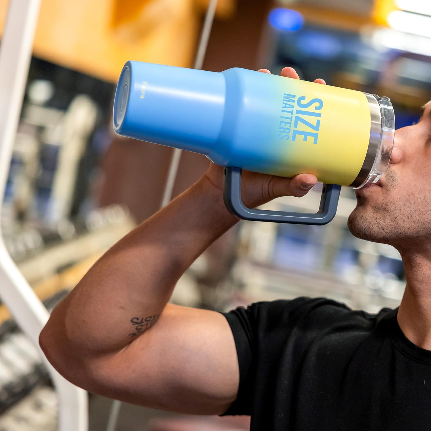 Fisura Insulated Water Bottle 1.2 Litre Large Insulated Bottle Stainless Steel Bottle BPA Free 24 Hours Cold / 12 Hours Hot with Straw Included 10 cm x 27.7 cm (Size, Yellow)