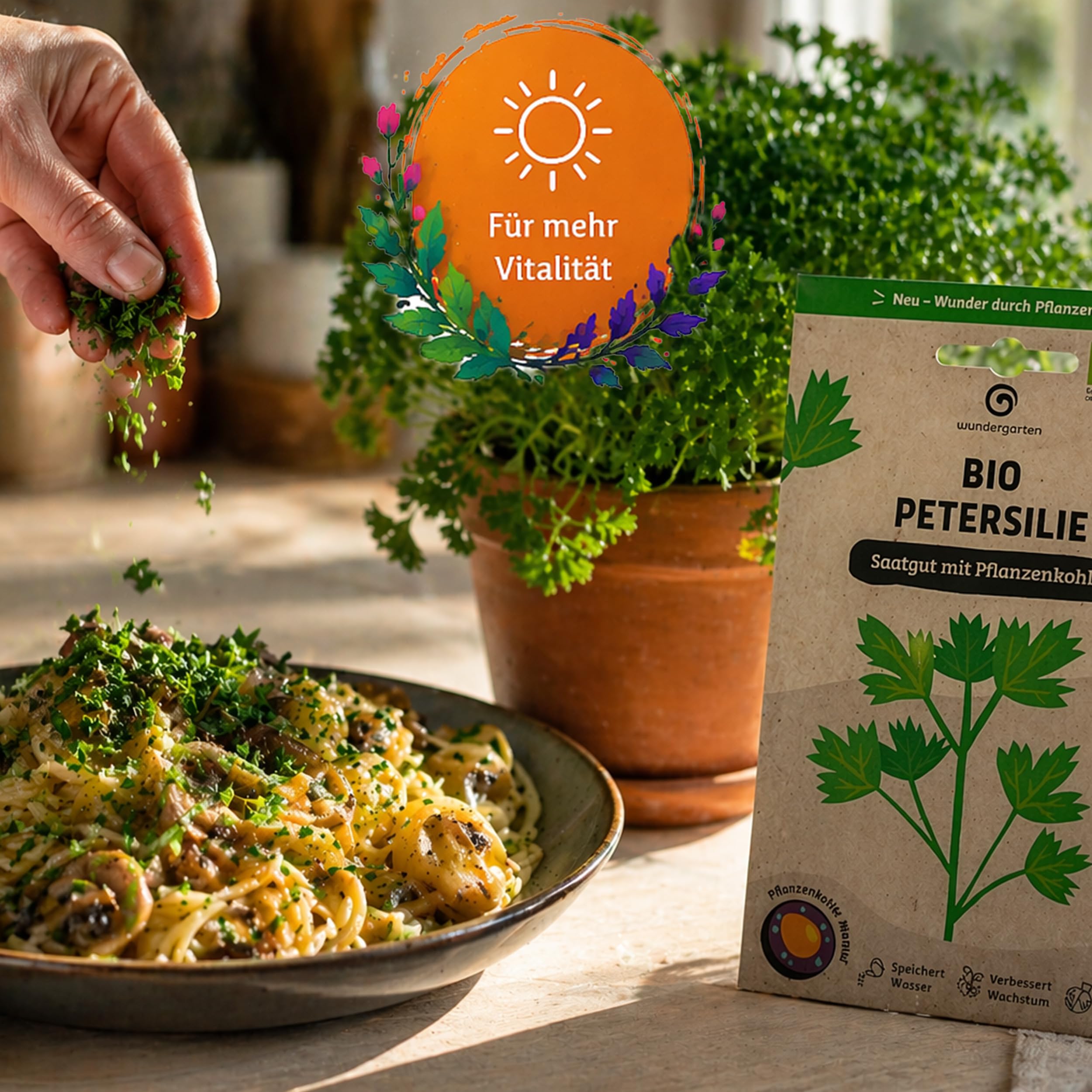 20x Bio Petersilie Saatgut Einfache Schnitt – Wundergarten – Mit Pflanzenkohle-Mantel – Hohe Keimrate & aromatische Kräuter – Für Garten, Hochbeet & Balkon