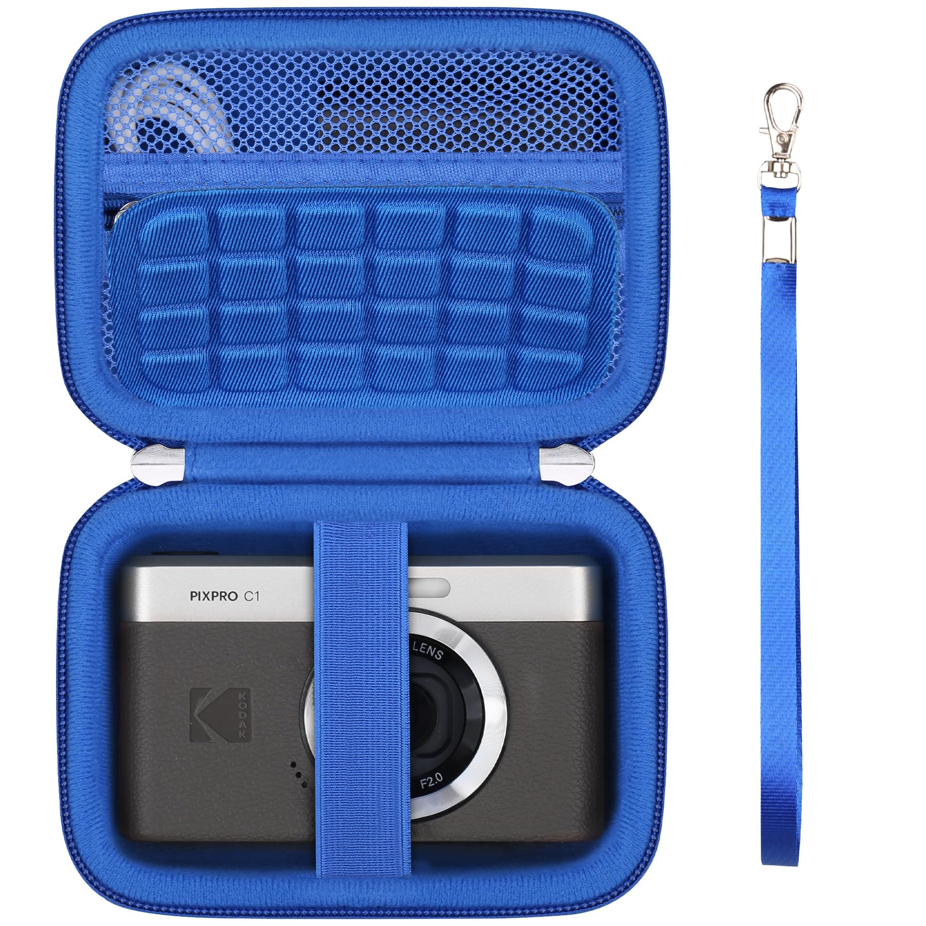 Etui de Voyage pour Kodak Pixpro C1 – Appareil Photo Numérique Ultra-Compact, Point and Shoot Porte-Bagage Portable pour Appareil Photo numérique avec Sac en Maille pour câble de Charge, Bleu