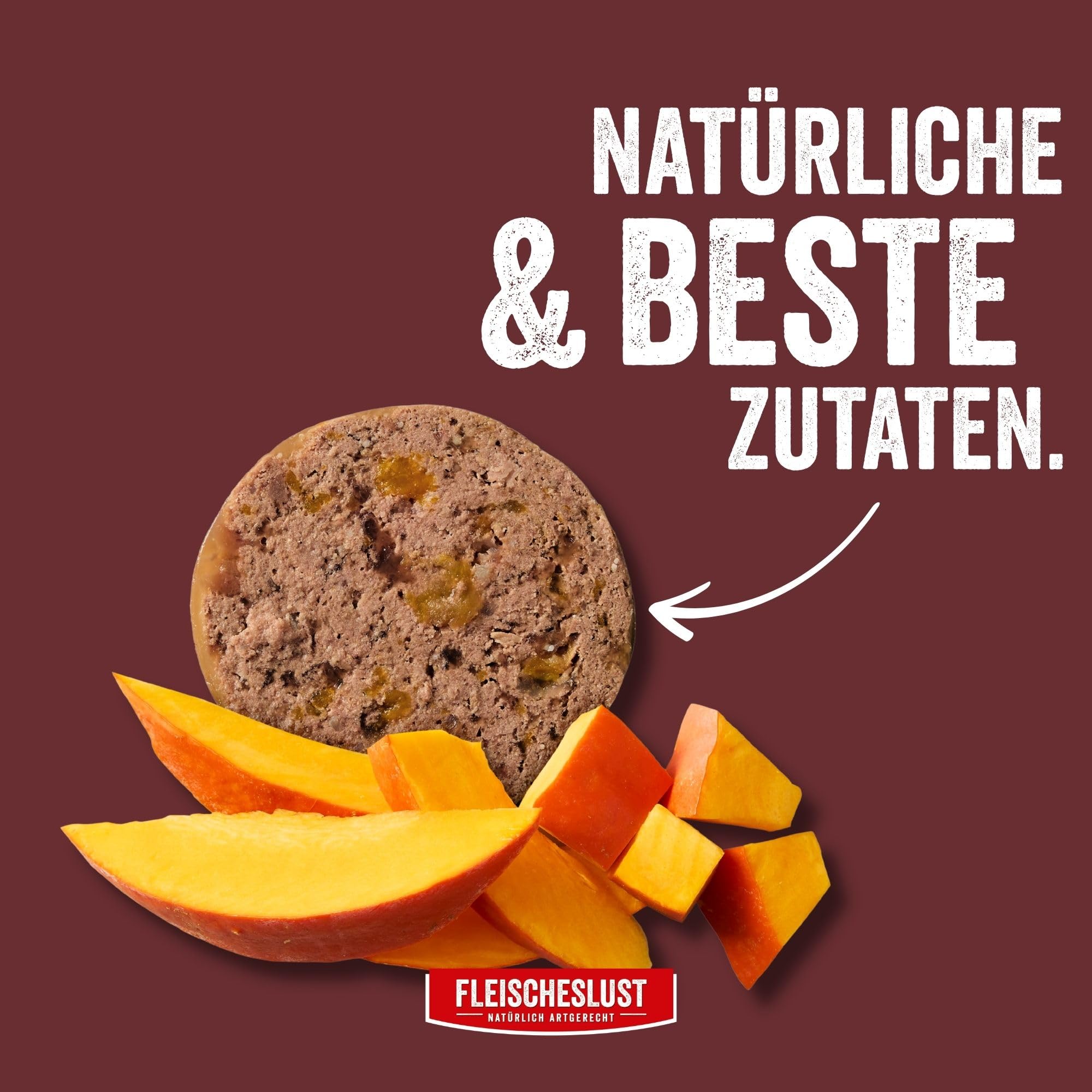 Fleischeslust Hundewurst, Purer Büffel mit Kürbis als Futterbox (6x800g), Sensitive Nassfutter-Wurst schnittfest & getreidefrei, Hundefutter für ausgewachsene Hunde