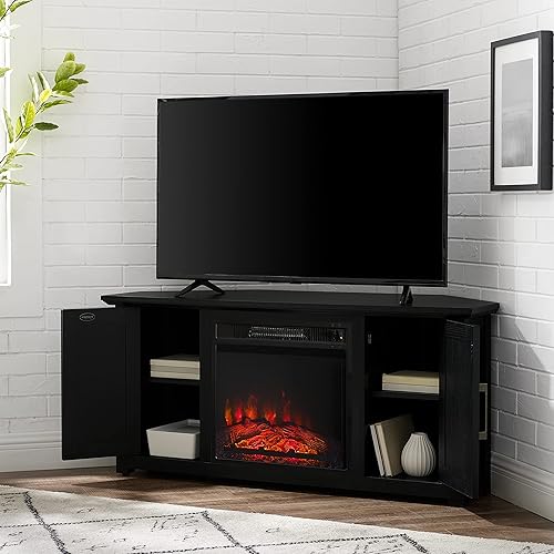 Miniatura 6 de Crosley Furniture Camden - Soporte esquinero para TV de más de 50 pulgadas, centro de entretenimiento con estantes de almacenamiento, color negro
