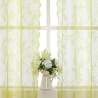 Vista 14 de Cortinas traslúcidas de encaje blanco para dormitorio, 55 x 54 pulgadas, paneles de cortina de encaje con rosas florales francesas duraderas