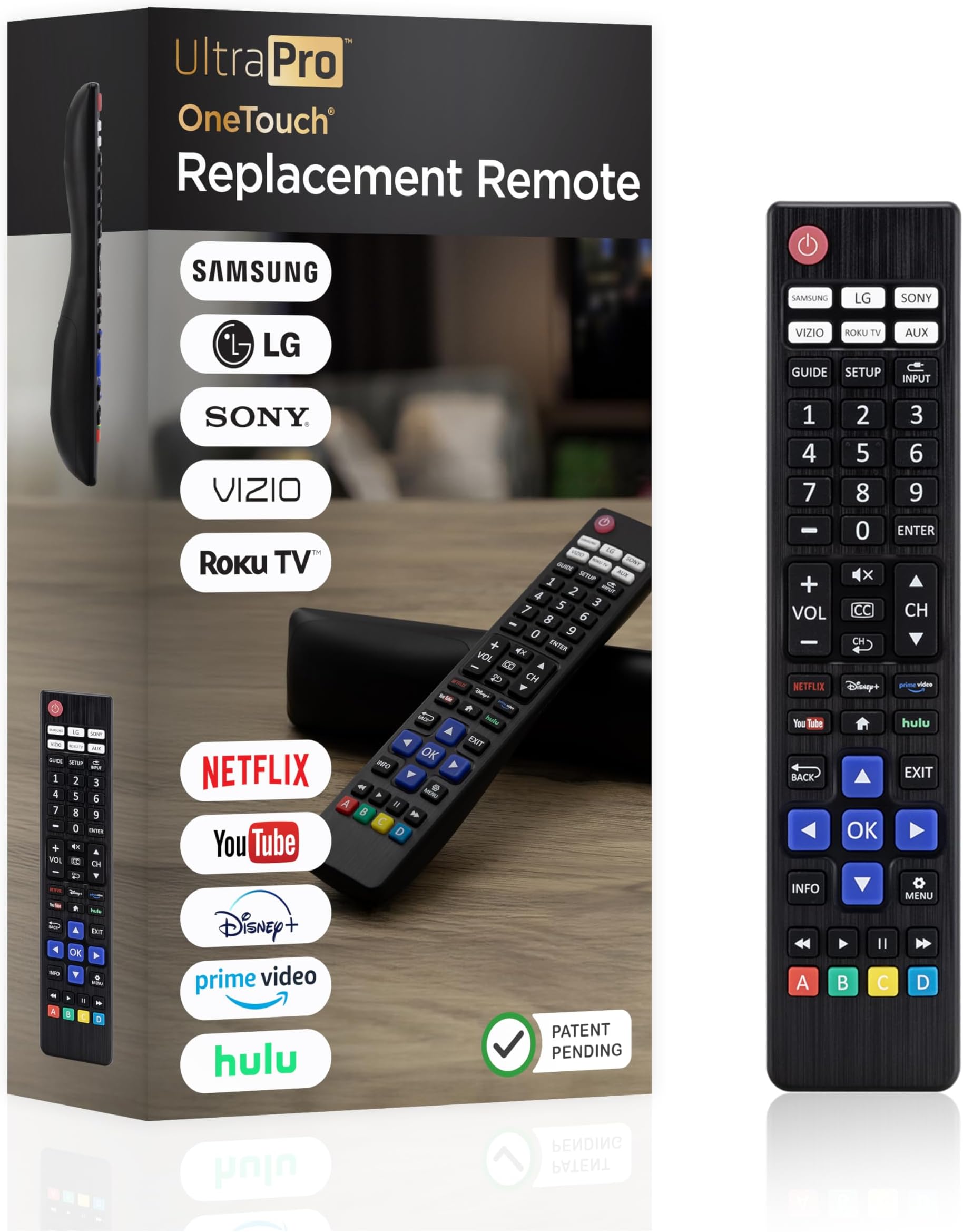 UltraPro OneTouch Universal Remote - Replacement Remote for Samsung, LG, Roku, Vizio Smart TVs - Easiest Setup Ever - U.S. Based Support 80829