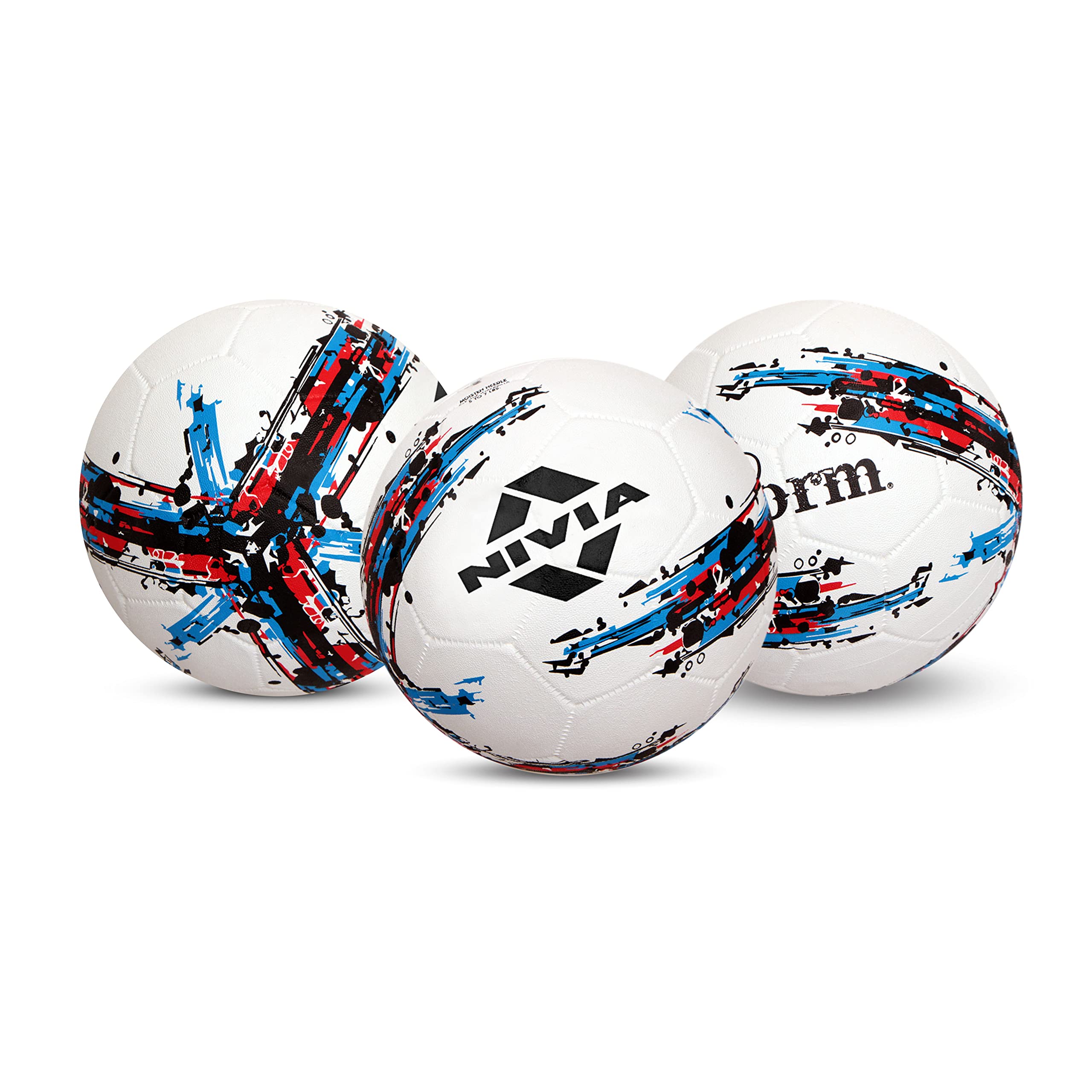 Nivia Storm Rubber Moulded Football (White) Size - 5 Pack of 3-image-29