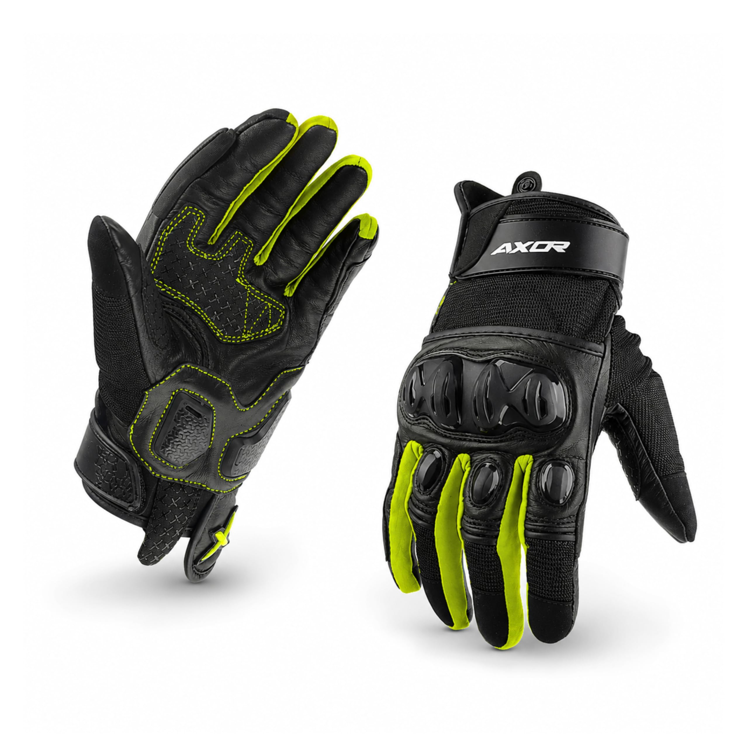 Axor Viper Riding Gloves,Touch Screen Compatible, & Visor Wiper Fingertips-Premium Bike Gloves Black Neon Green-L-image-43