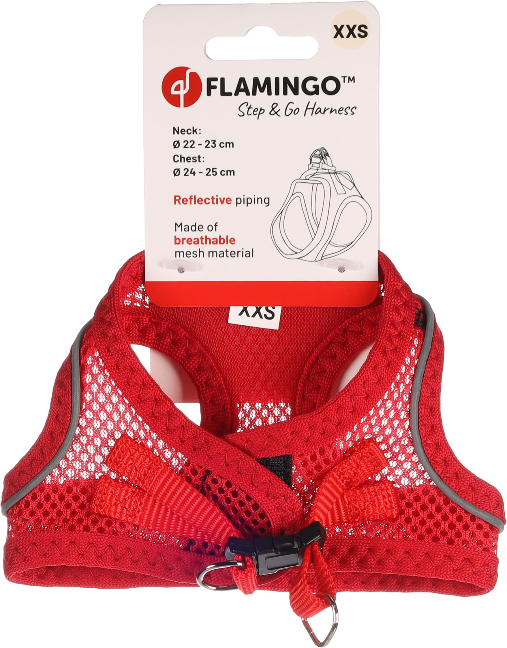Flamingo Dog Harness Step&Go Bento Red XXS 22-23cm 24-25cm