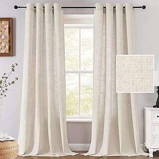 H.VERSAILTEX Linen Curtains 63 Inch Long Farmhouse Completely Light Filt...