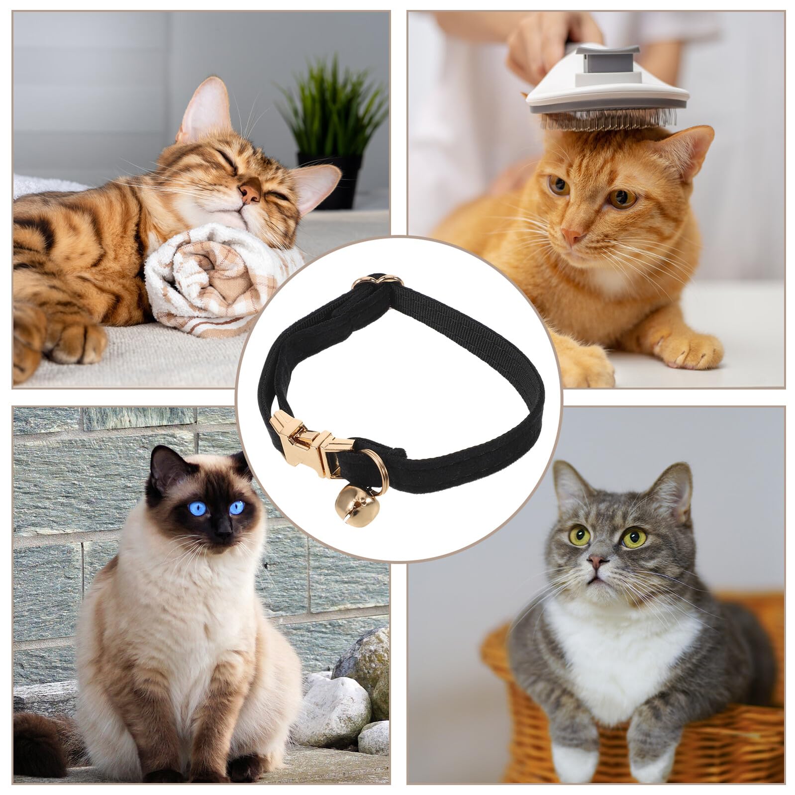 Ciieeo Collier Velours pour Chat avec Clochette Ajustable pour Chaton Peluche Douce Accessoire pour Animaux de Compagnie
