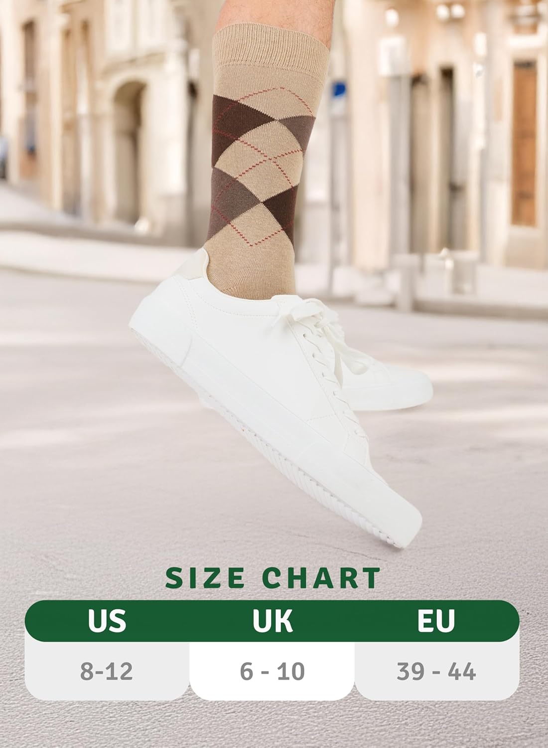 Men’s Colorful Argyle & Solid Dress Socks, Crew Length, Soft Cotton, Comfortable Socks for Men, US Size 8-12, 3 Pairs - Image 6