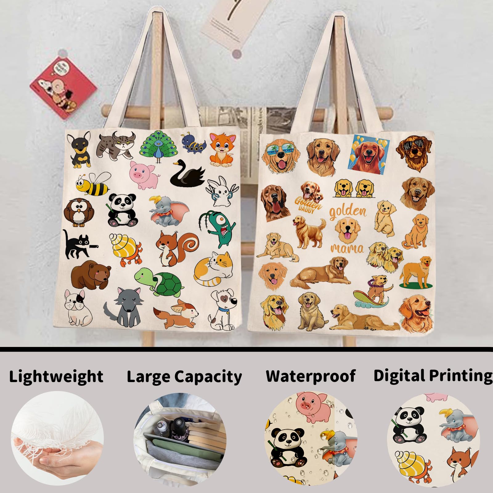 DOOX Bolsa de lona para mujer, reutilizable, para regalo, compras, playa, comestibles, regalos de cumpleaños y Navidad para mujer