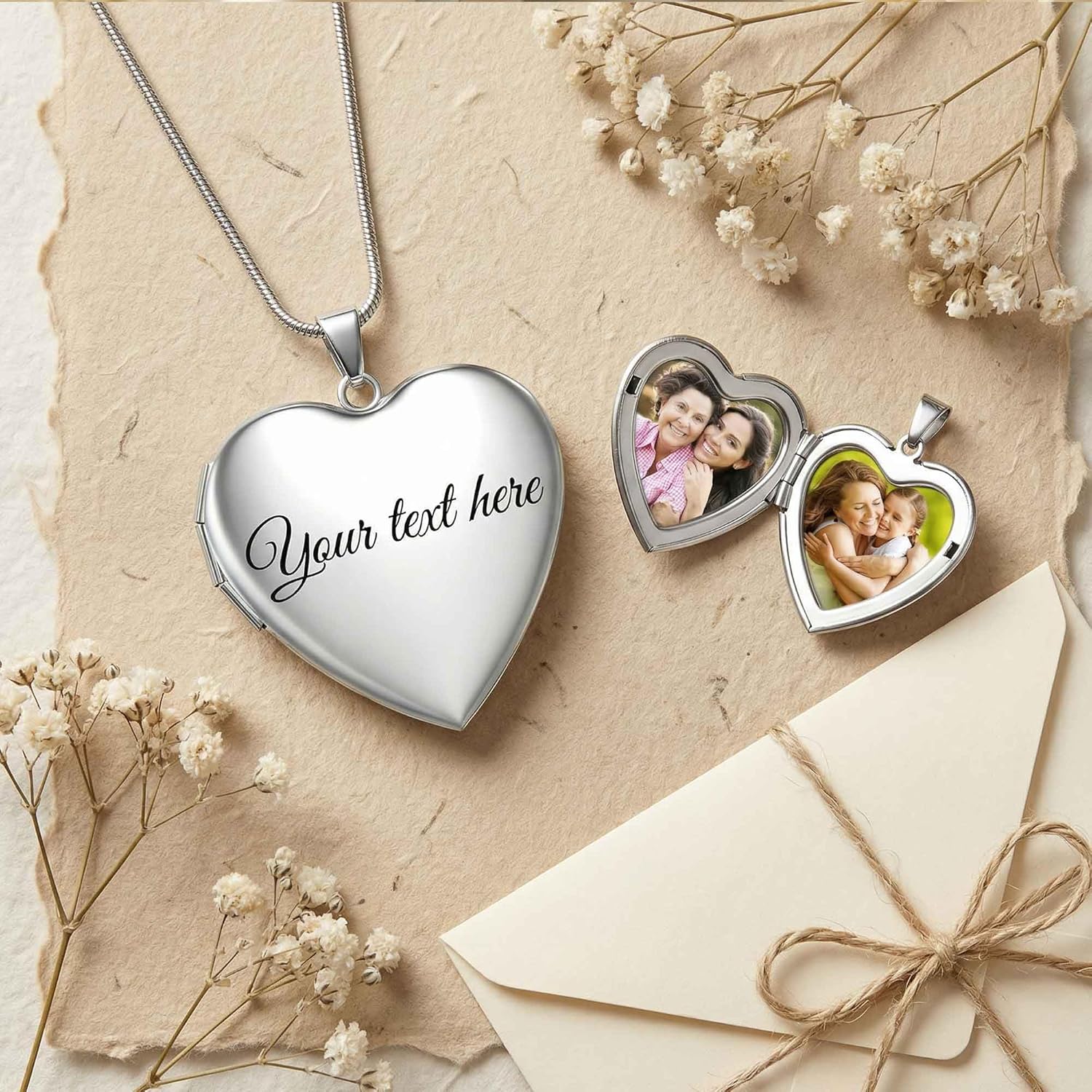 Locket Necklace – Personalized Heart Locket Necklace That Holds 2 Pictures for Women, Custom Photo Memorial Locket Jewelry for Mom Wife, Thanksgiving Anniversary Birthday Gifts - Image 8