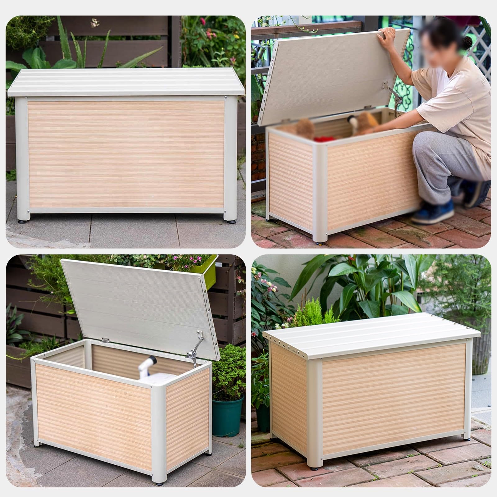 Gartenbox Metall, Abschließbare Aufbewahrungsbox mit Deckel, Balkon Box mit Verstellbaren Füßen for Pool, Tragkraft 100kg