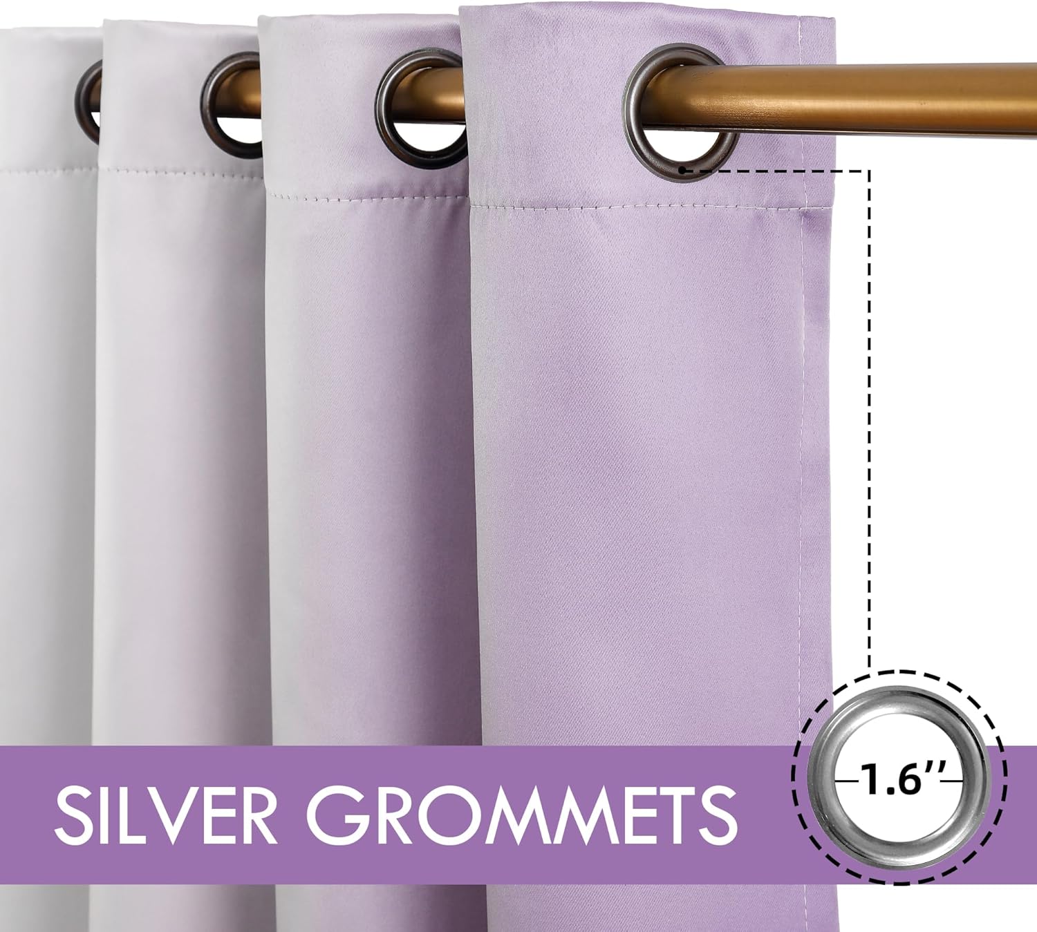 weesire Purple Ombre Blackout Curtains for Bedroom Living Room 2 Panels 100% Blackout Lavender Pink Gradient Curtains for Girls Bedroom, 52x84 Inches
