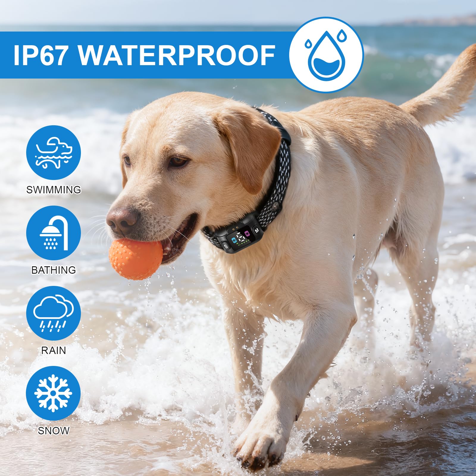 Collar antiladridos para Perros - 3 Modos Sonido/Vibración/Sonido+Vibración, 7 Niveles de sensibilidad, detección Inteligente, Recargable, Resistencia al Agua IP67, para Perros pequeños, medianos y g