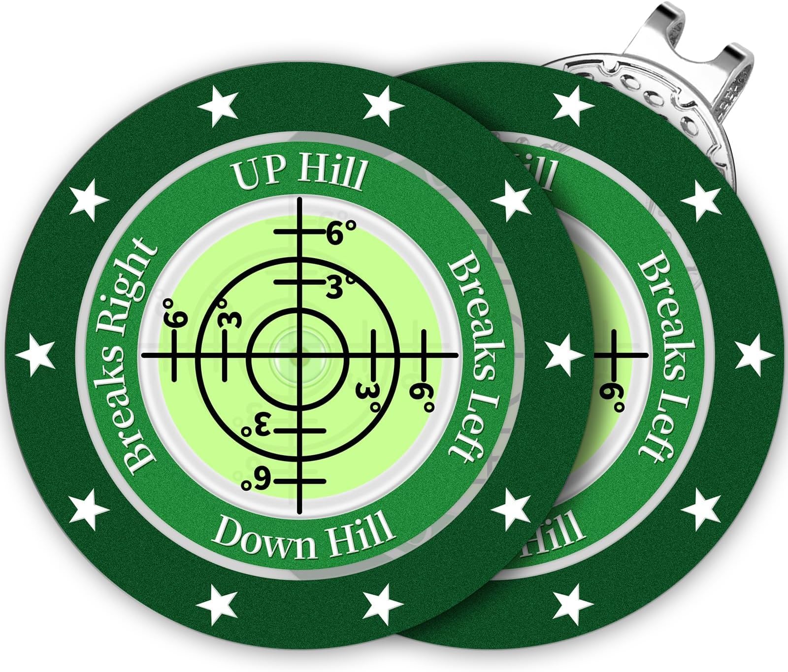 Golf Green Reader, 2 Pack Golf Ball Marker Hat Clip with High Precision Horizontal Bubble, Putting Training Aid Golf Accessories Tool Gift for Men Women