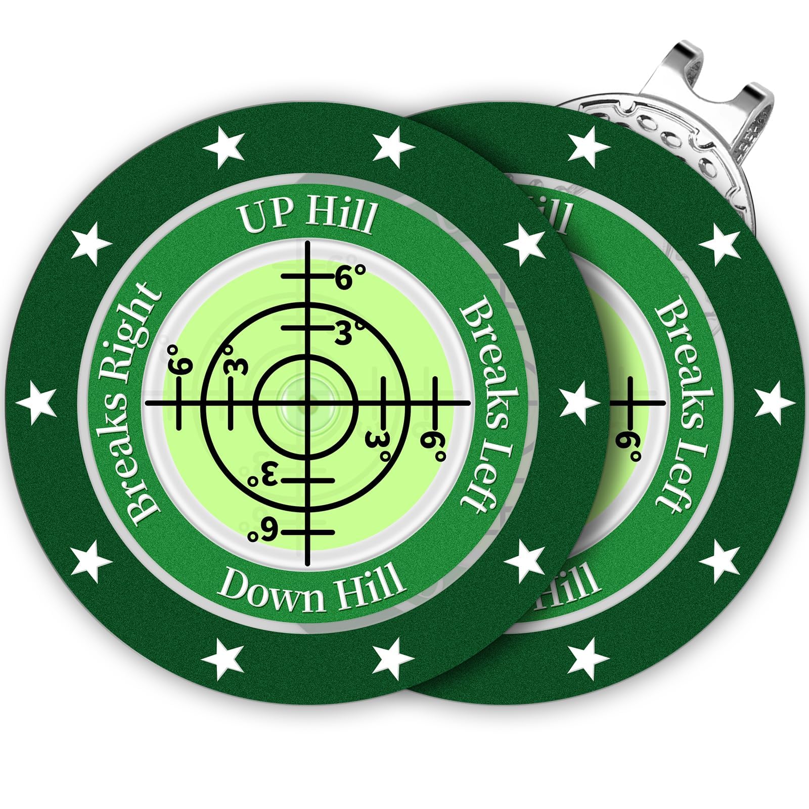 Golf Green Reader, 2 Pack Golf Ball Marker Hat Clip with High Precision Horizontal Bubble, Putting Training Aid Golf Accessories Tool Gift for Men Women