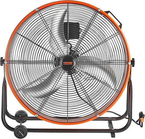 Miniatura 9 de VEVOR Ventilador de tambor industrial de 24 pulgadas, ventilador de alta velocidad de 8900 CFM con control de velocidad continuo, inclinación
