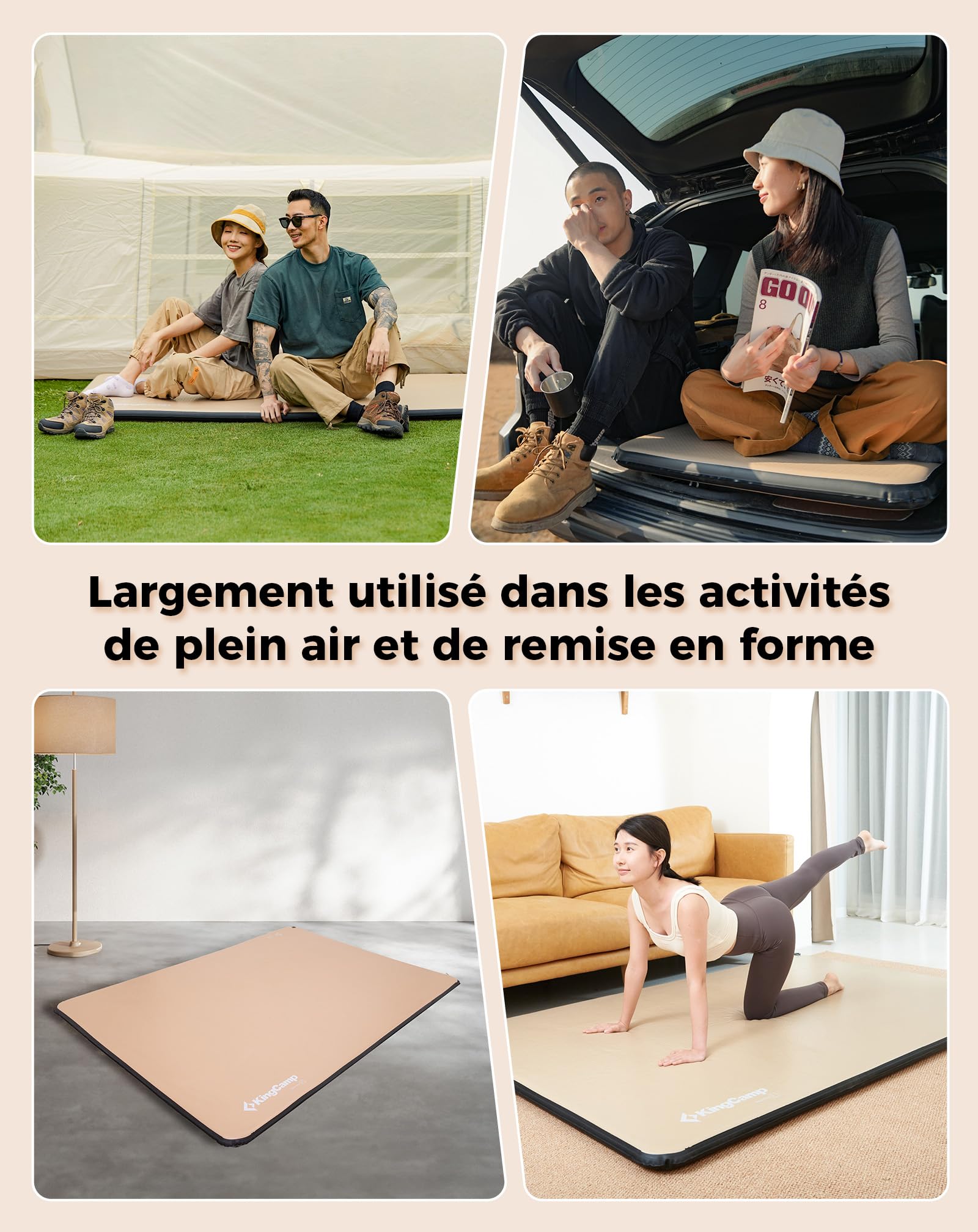 KingCamp Matelas Camping Gonflable 1 Personne 500kg Portable Confort 5cm | Matelas Air, Compact, Léger, Robuste, Stable, TPU, Silencieux, Imperméable, pour Tente Auto Lit Invité Randonnée 200x75cm