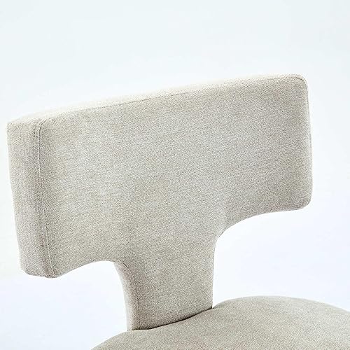 Miniatura 9 de Set of 2 Counter Height Bar Stools with Farmhouse Linen Upholstery, Curved Backrest Dining Chairs with Hardwood Frame for Kitchen Counter, Table &