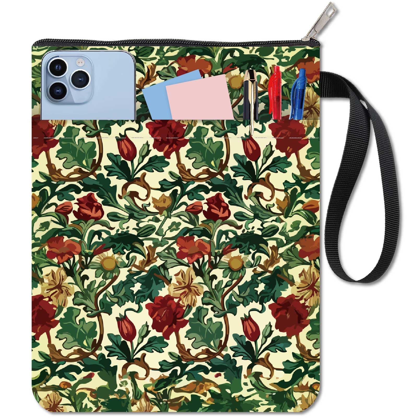 CRASPIRE Sleeve Book Cover Notebook Wrap Classic Flower Green Leaf Vine Floral Pattern Book Protector Pouch Front Pocket Washable Fabric for Paperbacks Book Lovers Friend Birthday Graduation Christmas