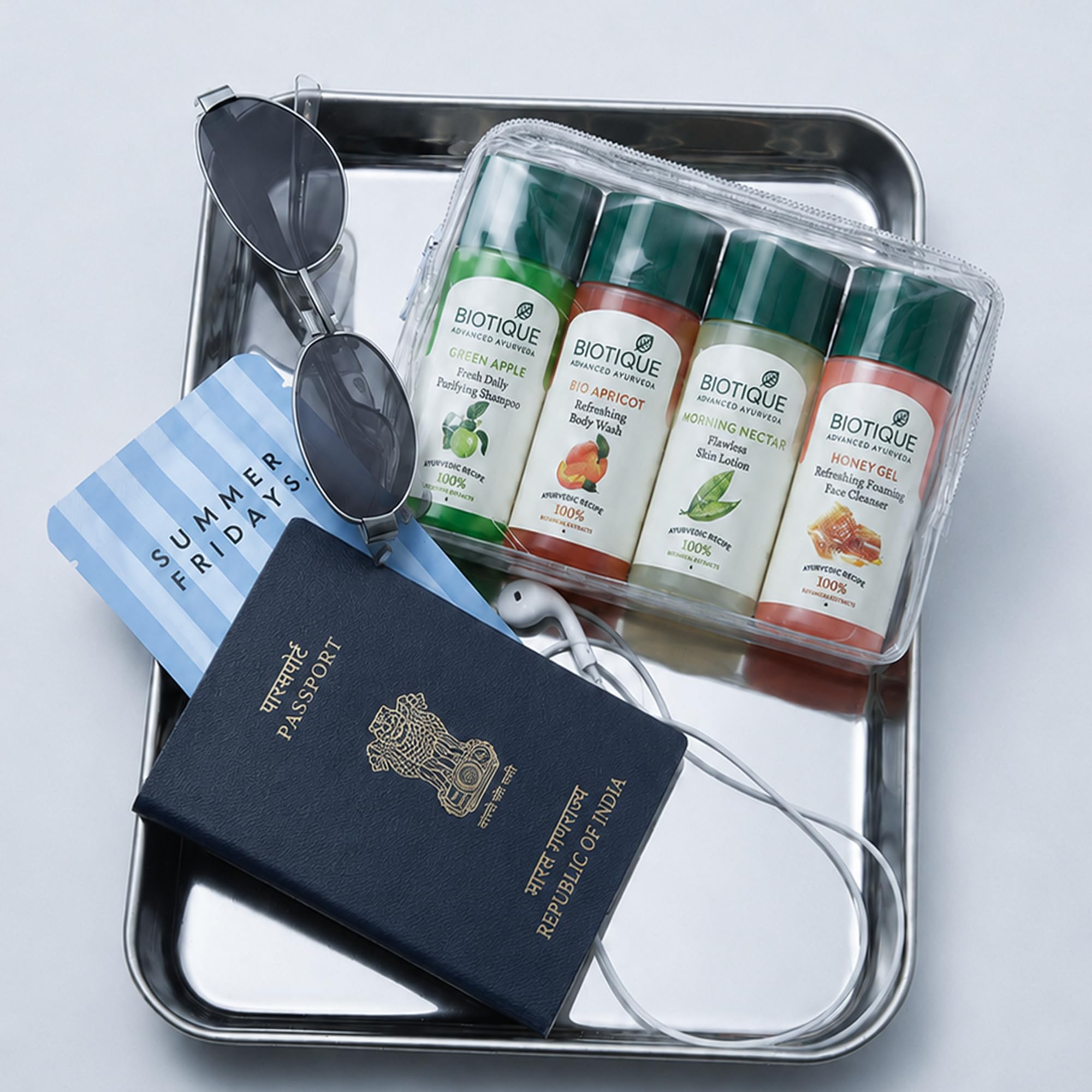 Biotique Travel Kit | Includes Green Apple, Bio Apricot, Morning Nectar & Honey Gel | Mini Skincare & Haircare Essentials for Travel | Enriched with 100% Botanical Extracts 4
