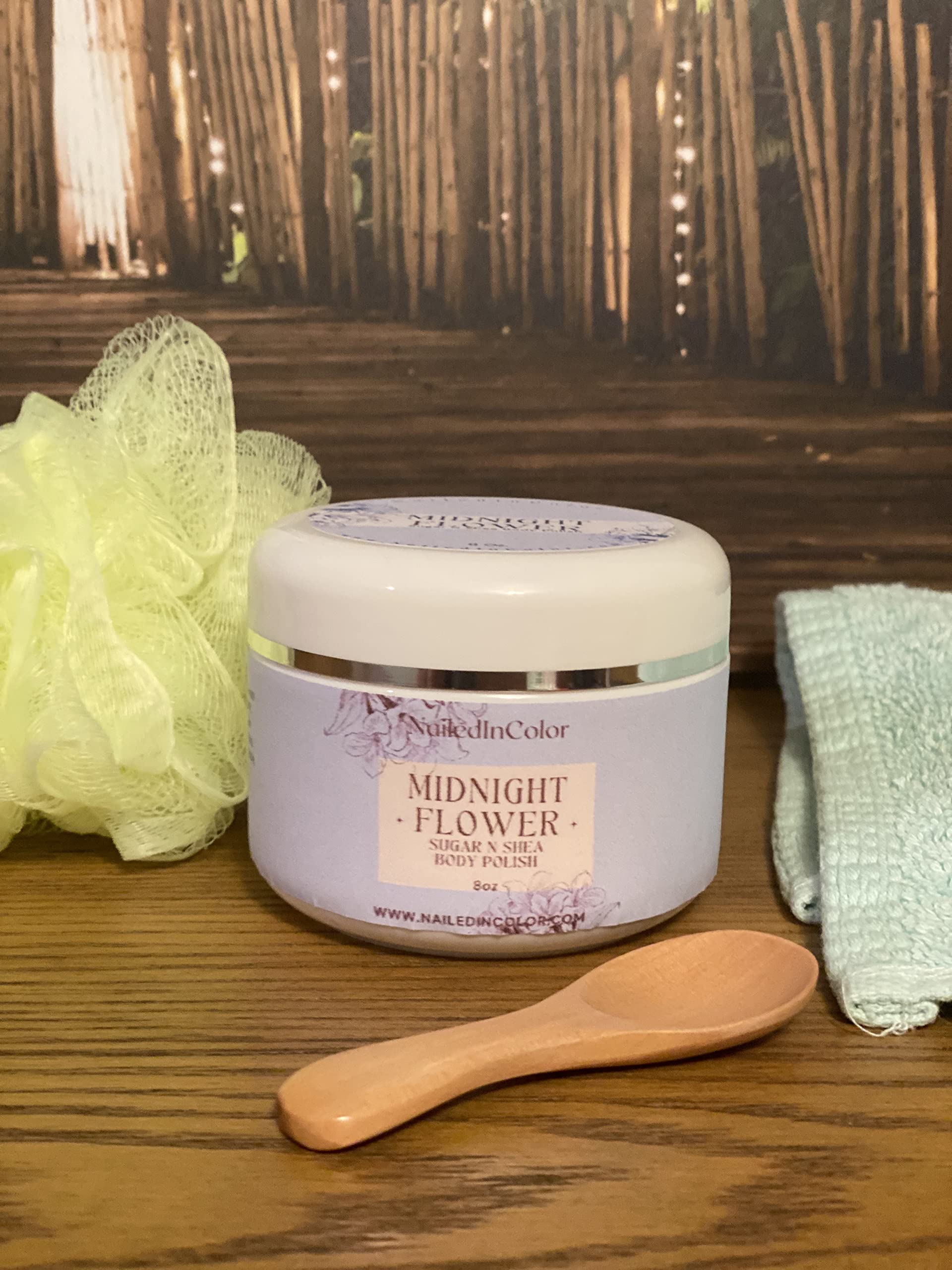 Midnight Flower- Sugar N Shea Body Scrub- Women's Sugar Scrub-Scented Body Scrub- Shea Body Scrub-Shwer Scrub