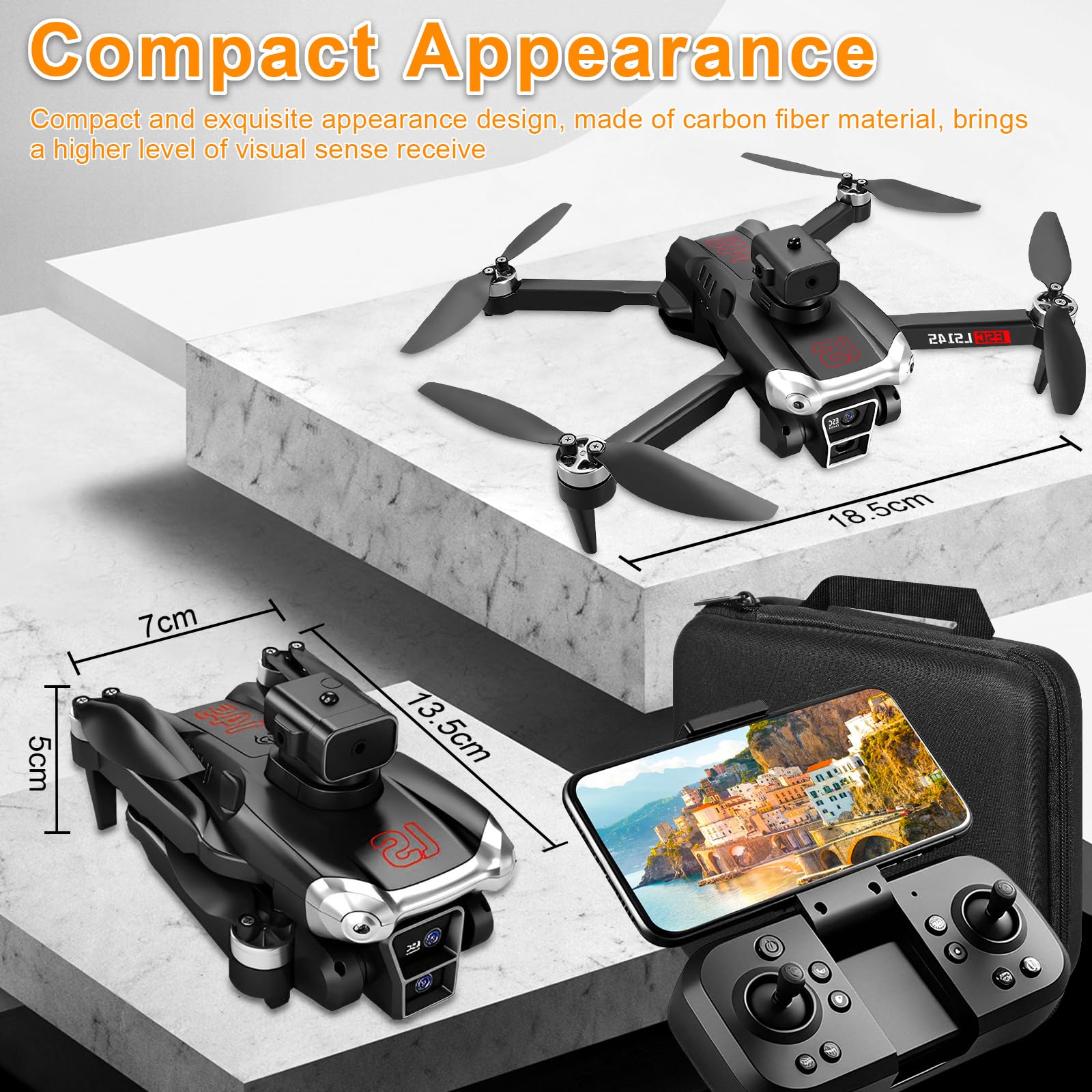 Drone con Telecamera HD 1080P Pieghevole, Droni con Motore Brushless, Auto Hover, Mini RC Quadcopter Telecomandati Droni per Principianti e Bambini/Adulti, Giocattoli Regalo per Ragazzo e Uomo
