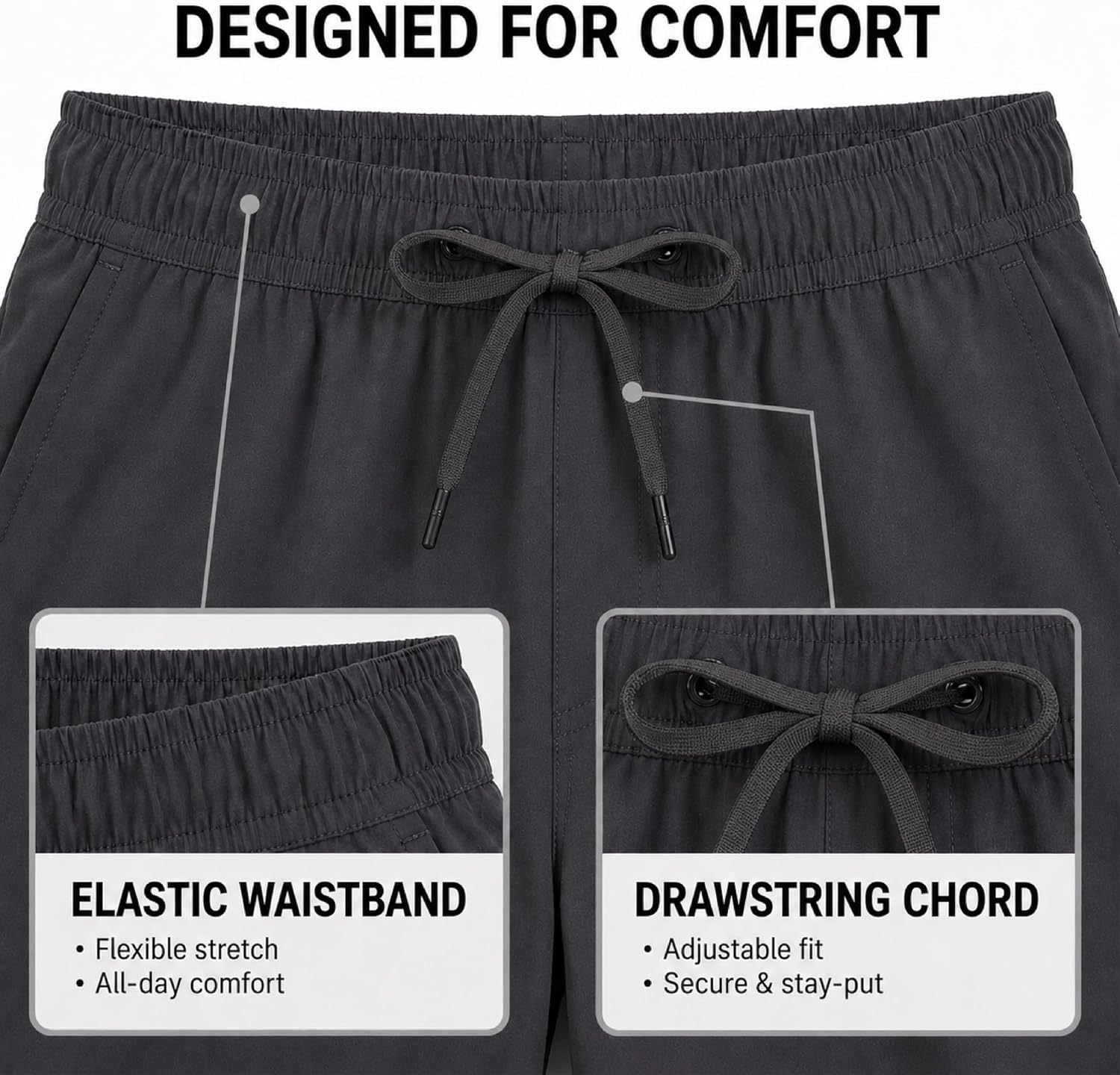 Spyder Mens Shorts - Easy-Care Stretch Lightweight 8 Inch Inseam Pockets