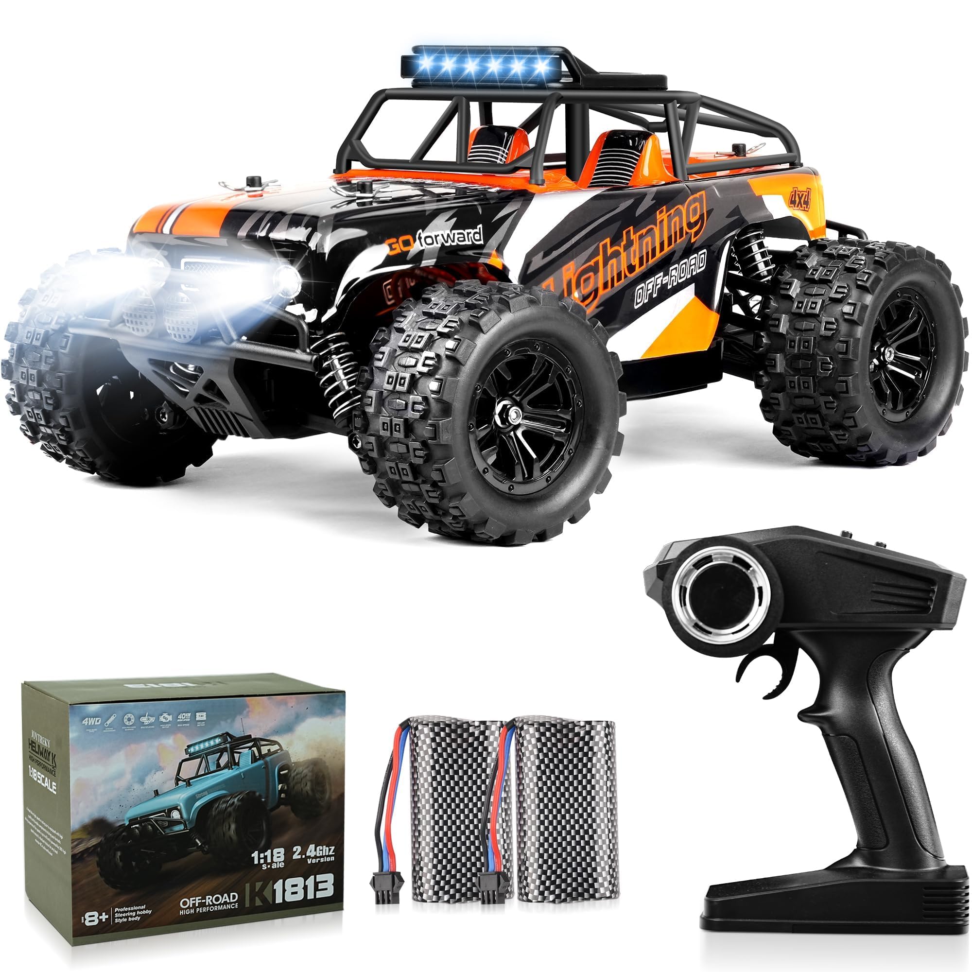 JOYTREKY Remote Control Cars 1:18 Scale High Speed RC Car 40KM/H 4WD Off-Road RC Cars For Adults 2.4GHz Gift for Boys Adults 2 Batteries Included