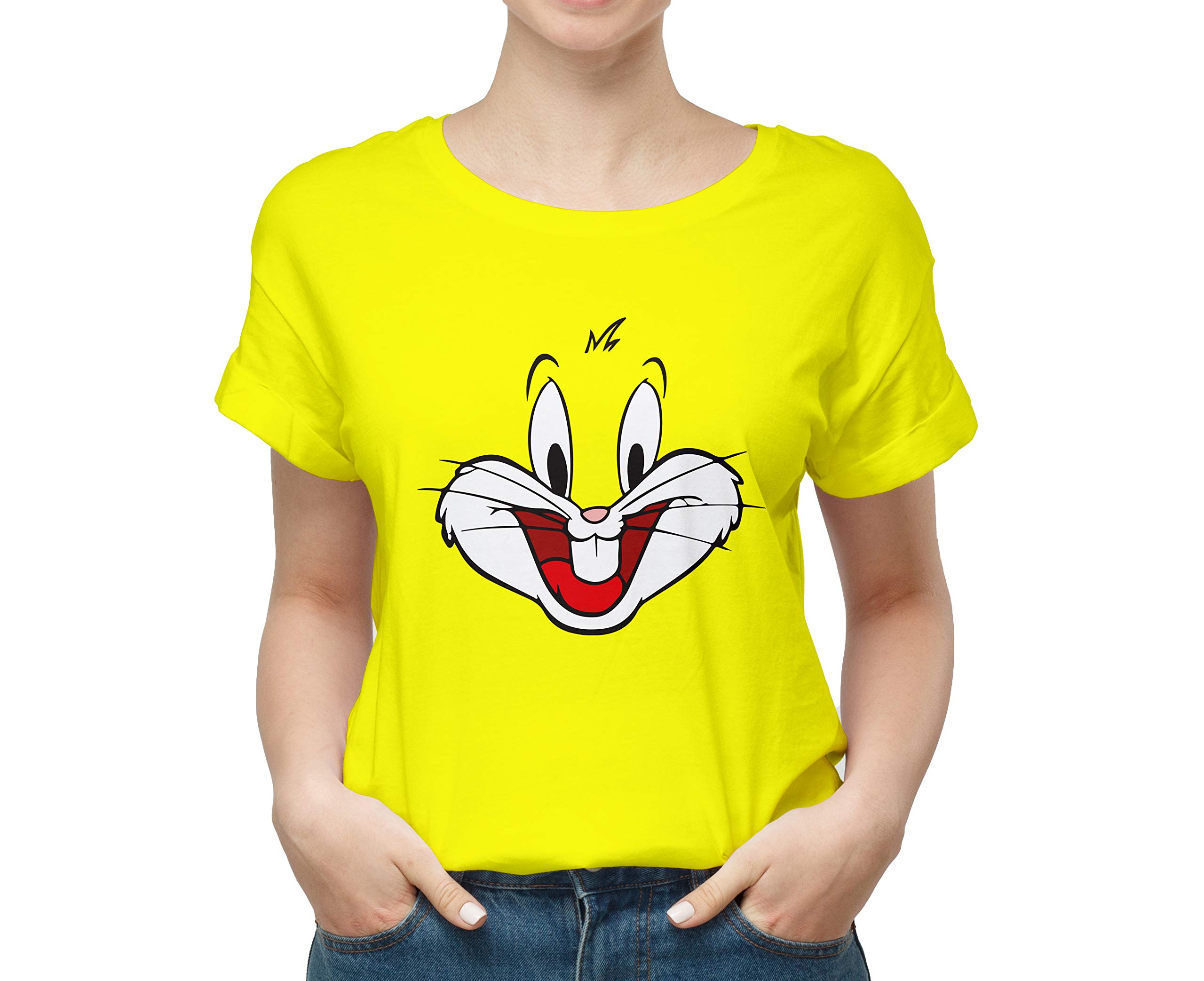 ZapCap MartBugs Bunny Rabbit 100% Cotton Round Neck Printed T Shirt for Girls Boys, Tweety Bird T Shirt for Women Girls, Looney Tunes Cartoon T Shirt