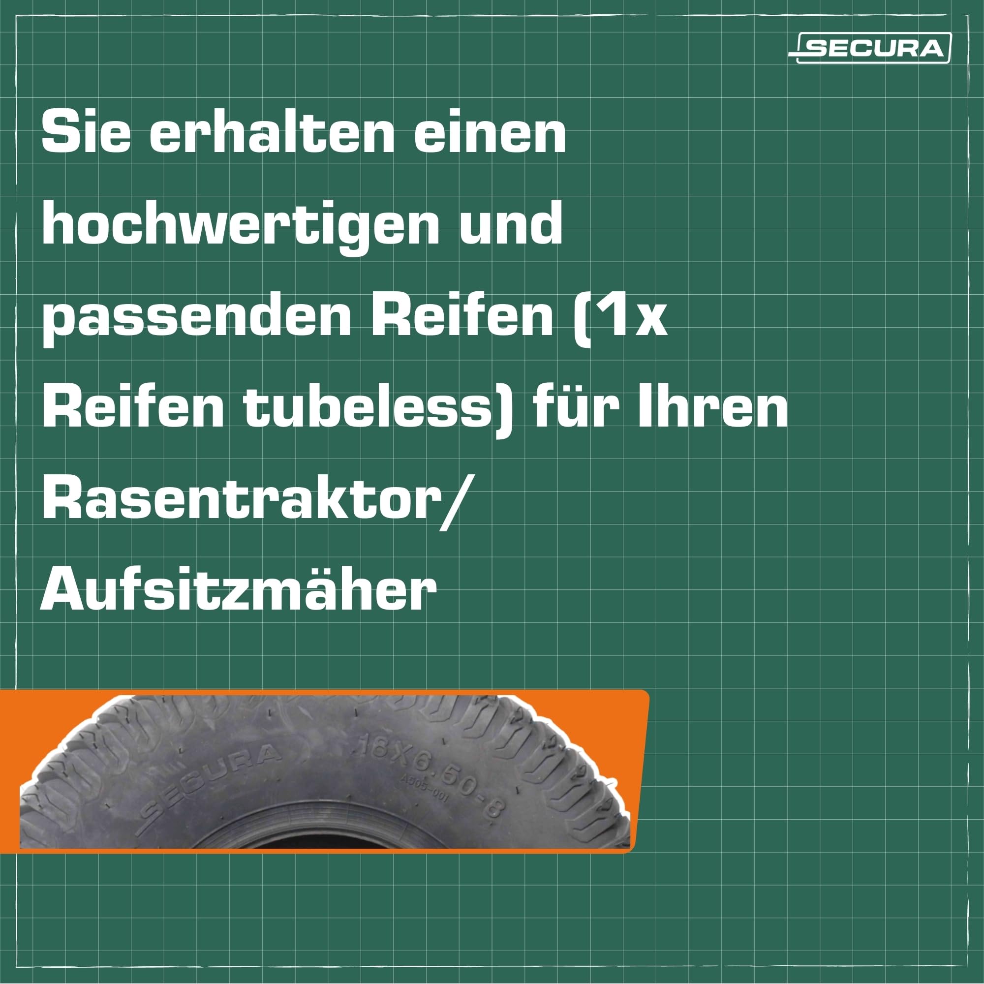 SECURA 1x Reifen 18x6.50-8 | tubeless
