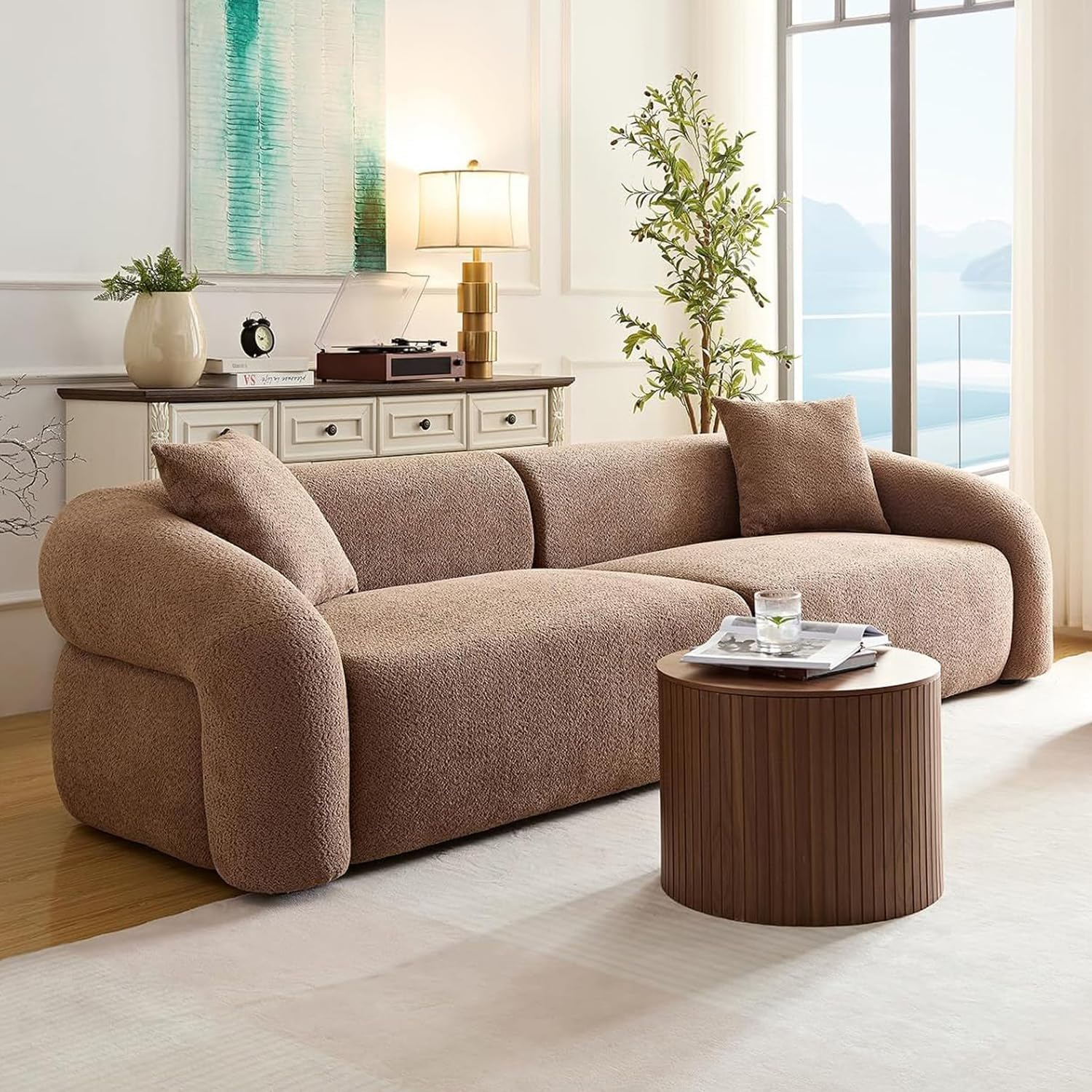 103″ Curved Sofa Modern Couch, Luxury 3 Seater Minimalist